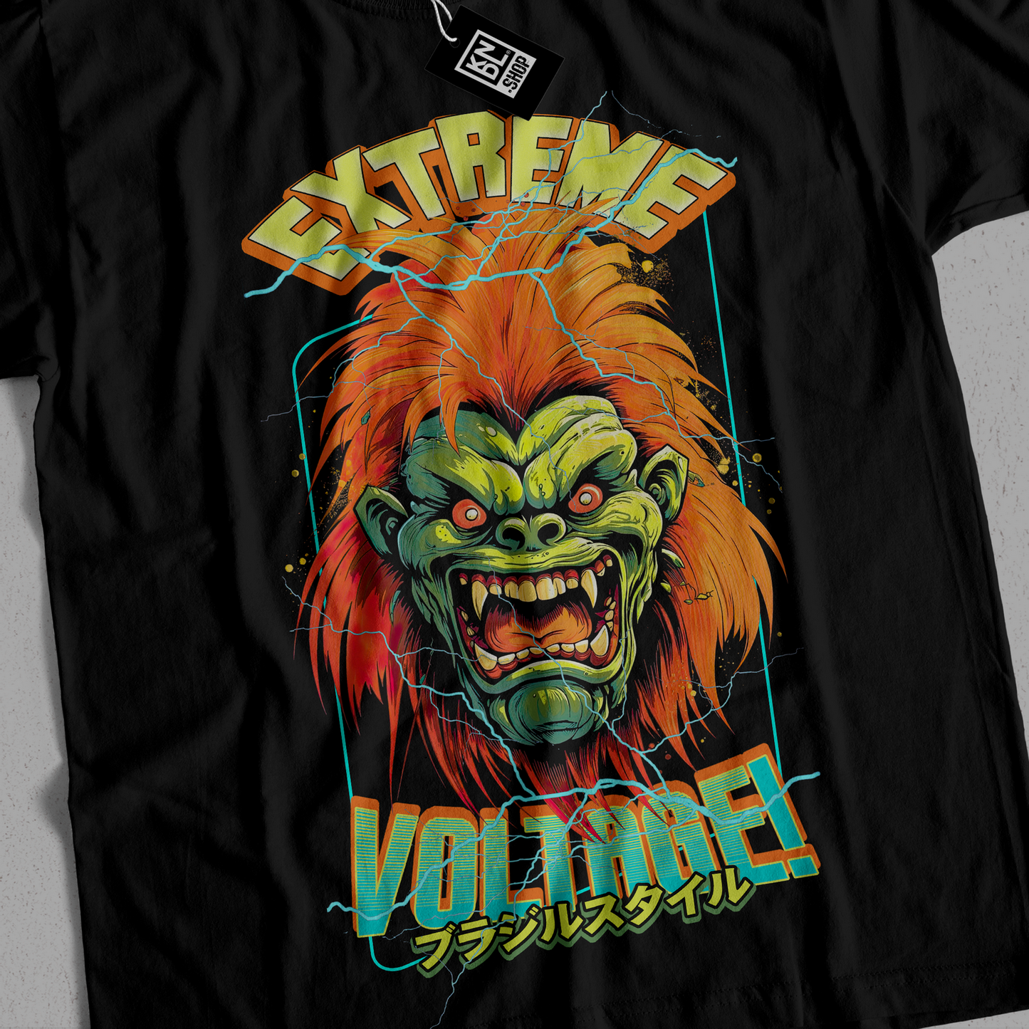 TEE NR 514 | BLANKA EXTREME VOLTAGE | STREET FIGHTER INSPIRED SHORT SLEEVE T-SHIRT FOR M/F