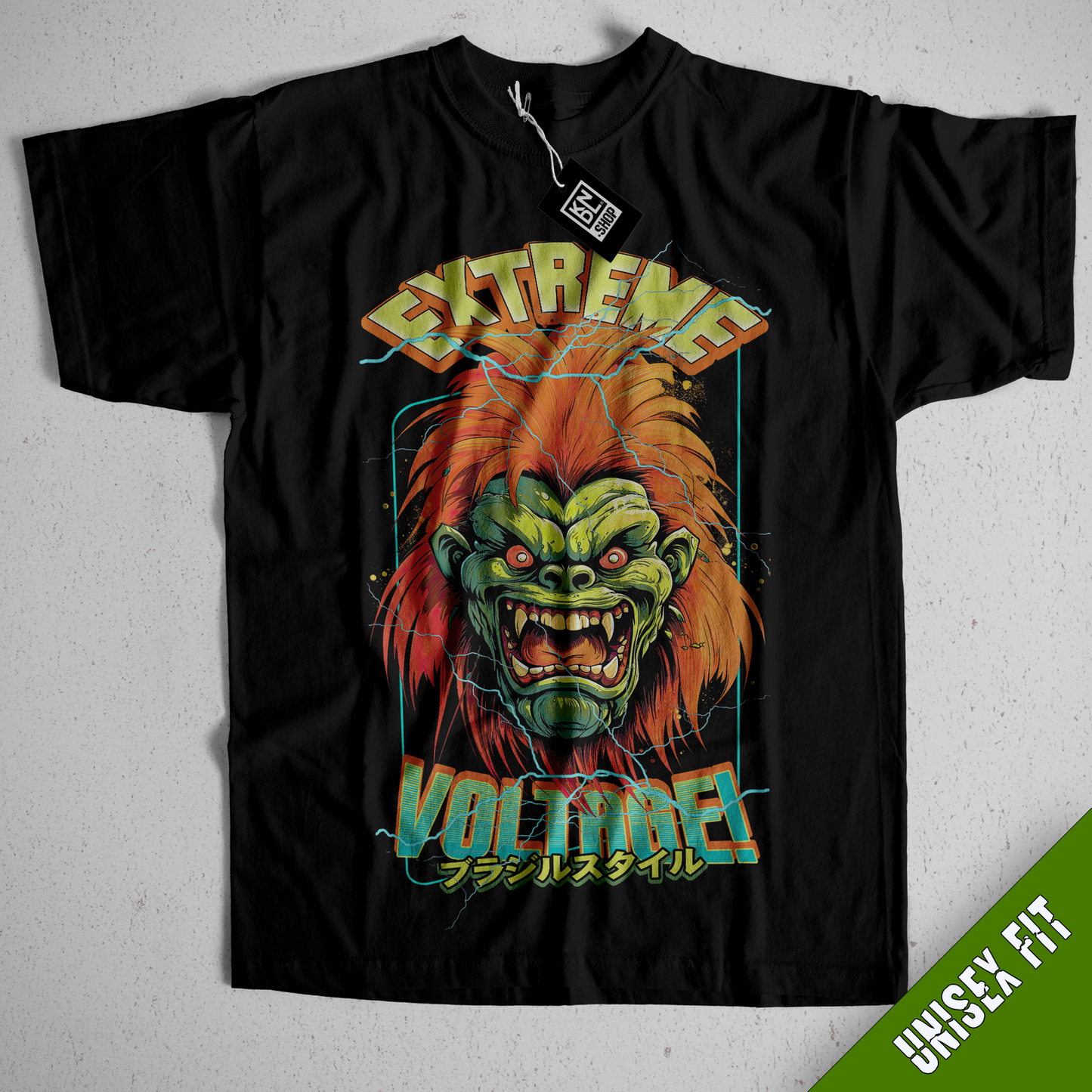 TEE NR 514 | BLANKA EXTREME VOLTAGE | STREET FIGHTER INSPIRED SHORT SLEEVE T-SHIRT FOR M/F