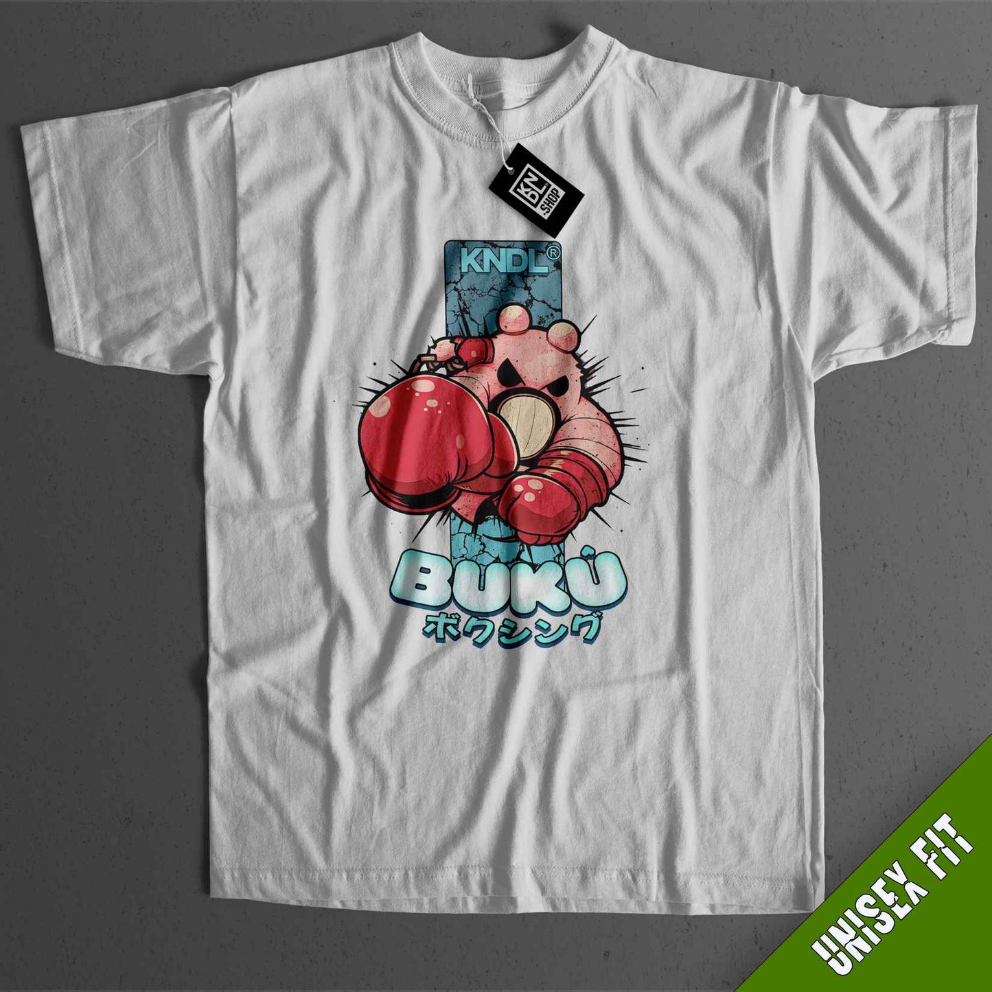 a white t - shirt with a cartoon character on it
