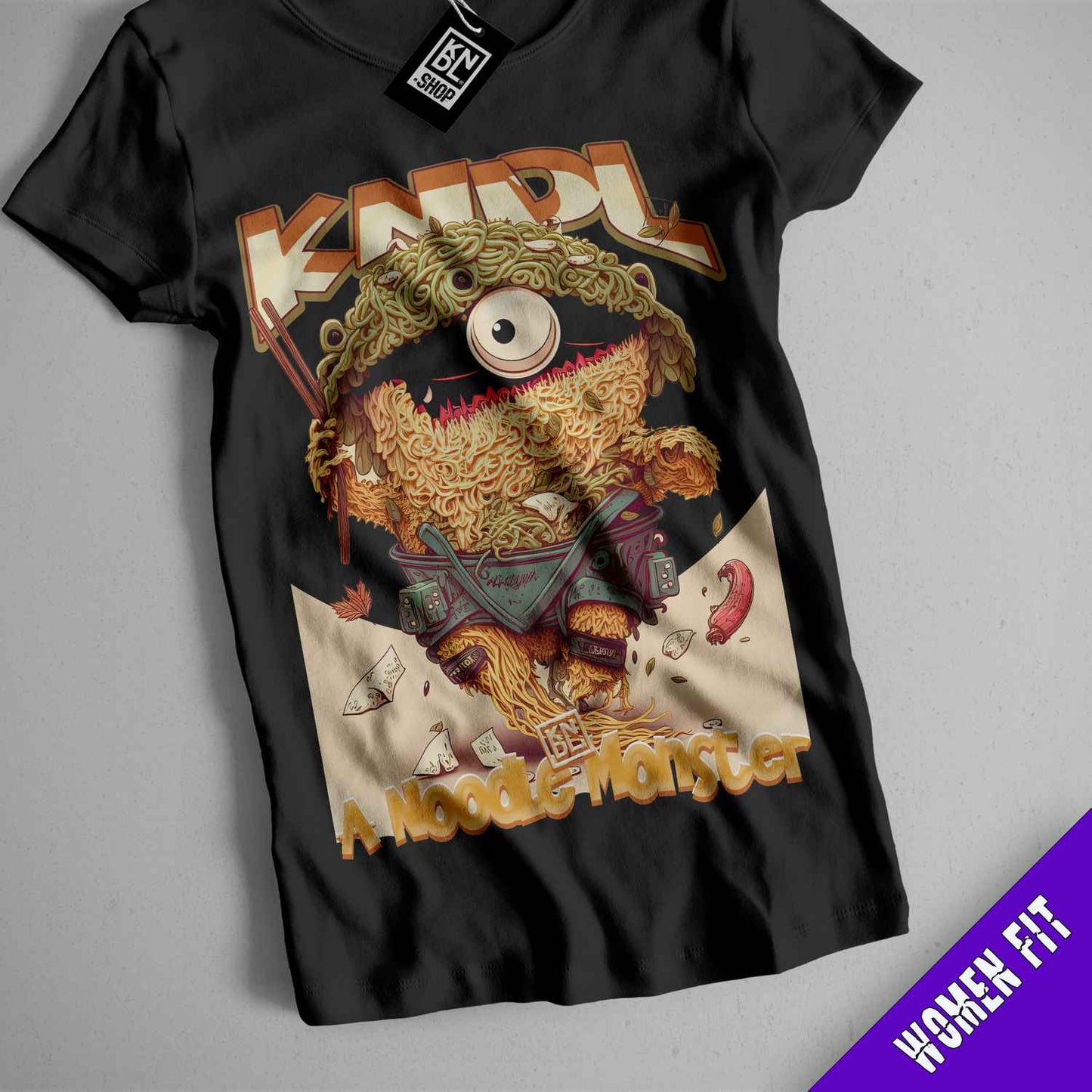 a black t - shirt with a picture of a cartoon character on it