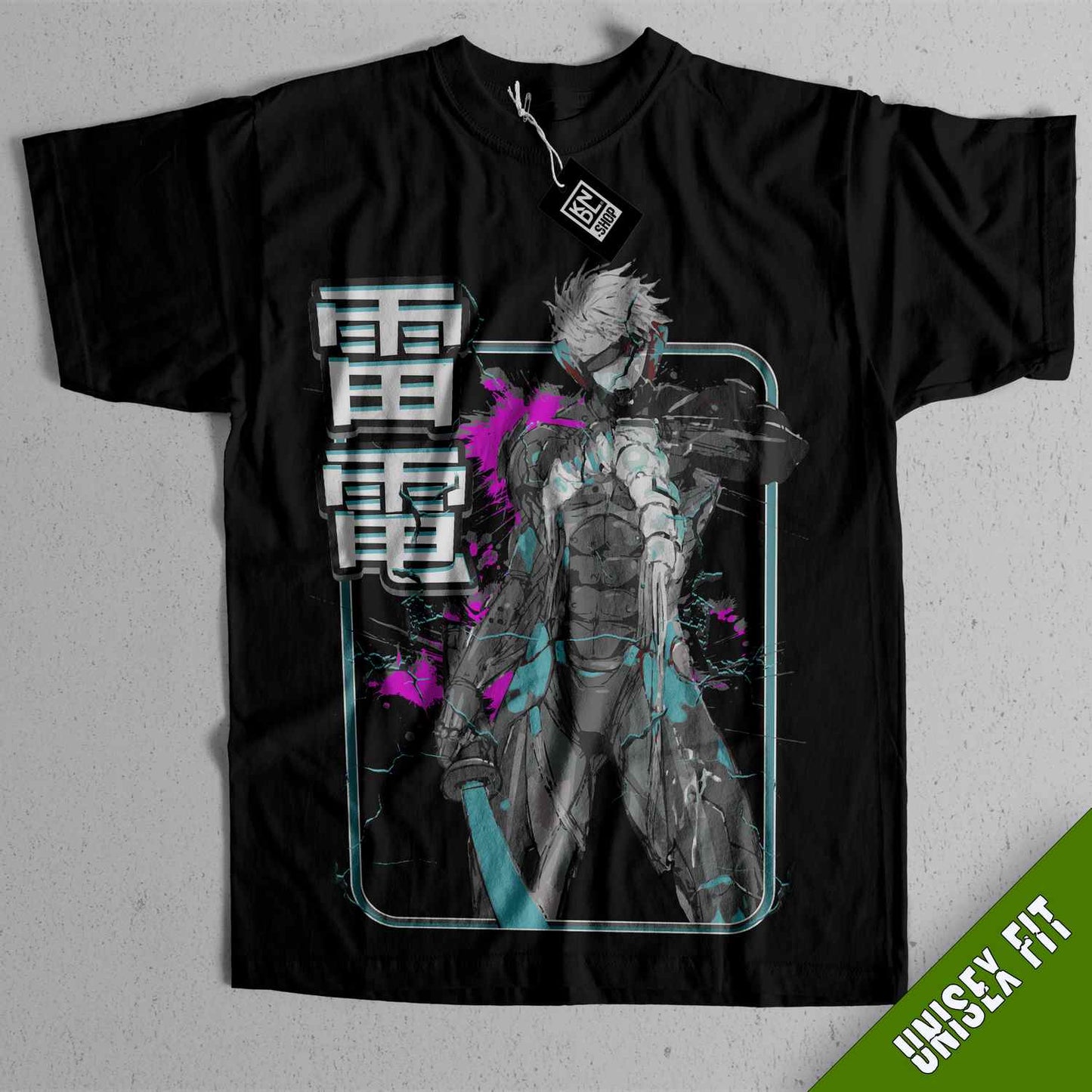 a black t - shirt with a picture of an anime character