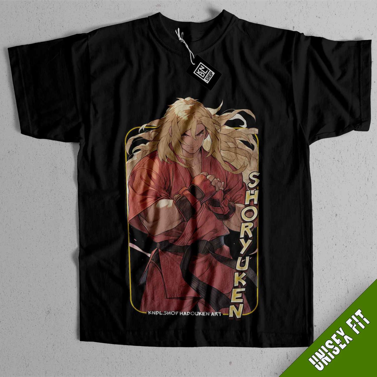 a black t - shirt with a picture of a woman holding a gun