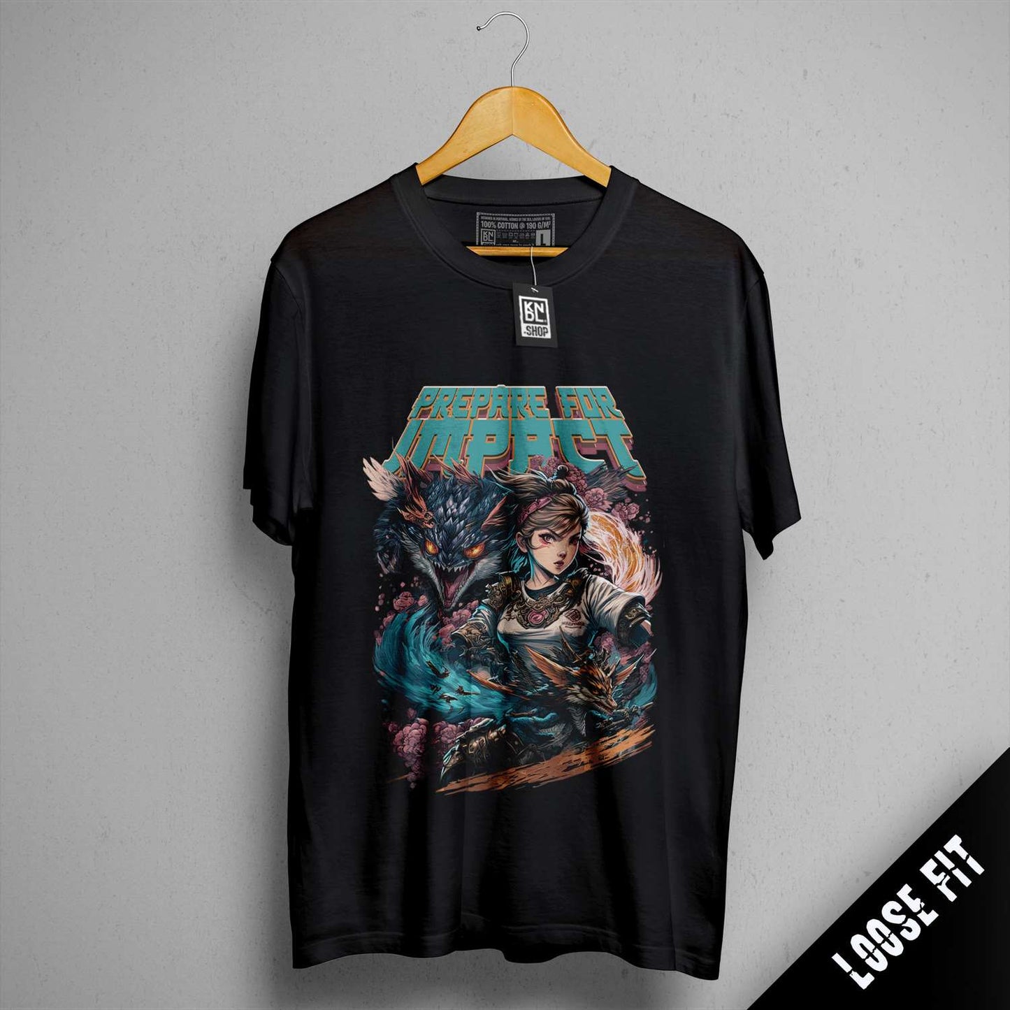 a black t - shirt with a picture of an anime character on it