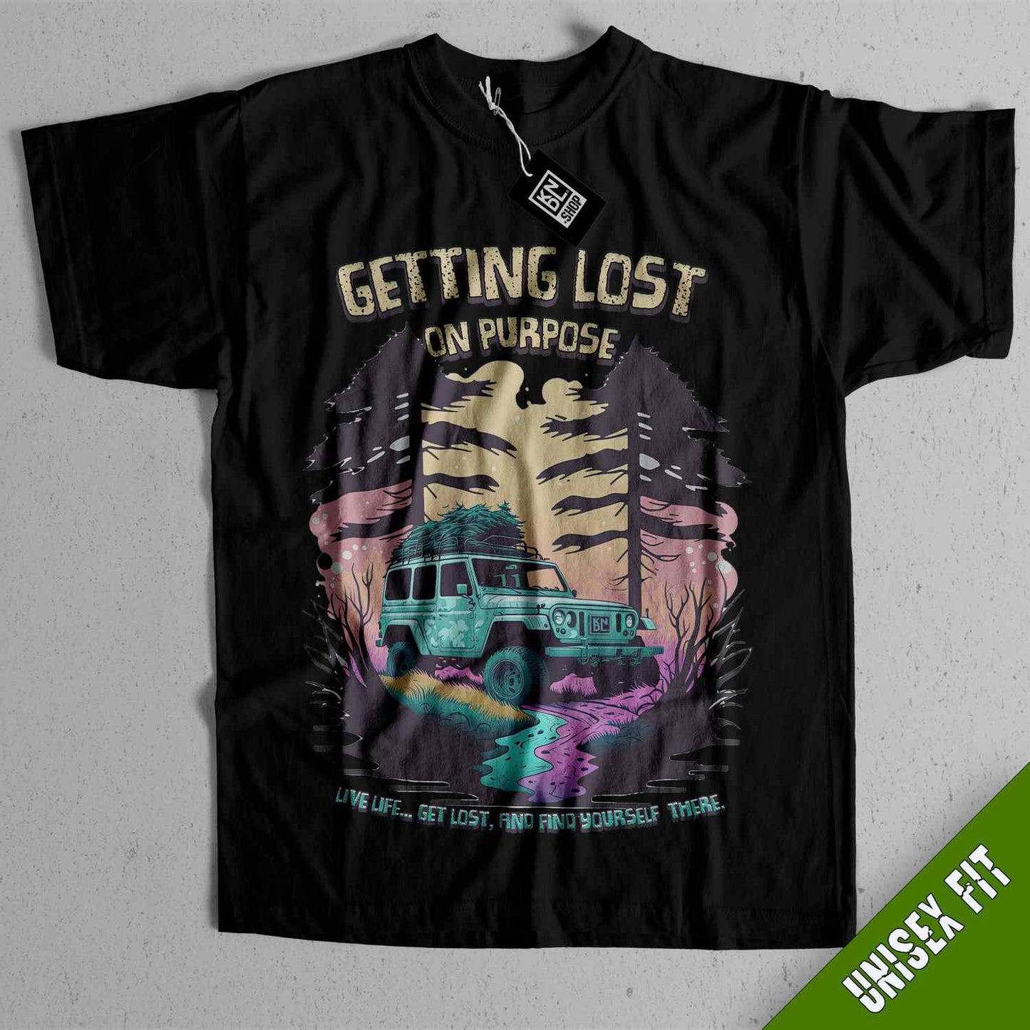 a black shirt with a picture of a truck on it