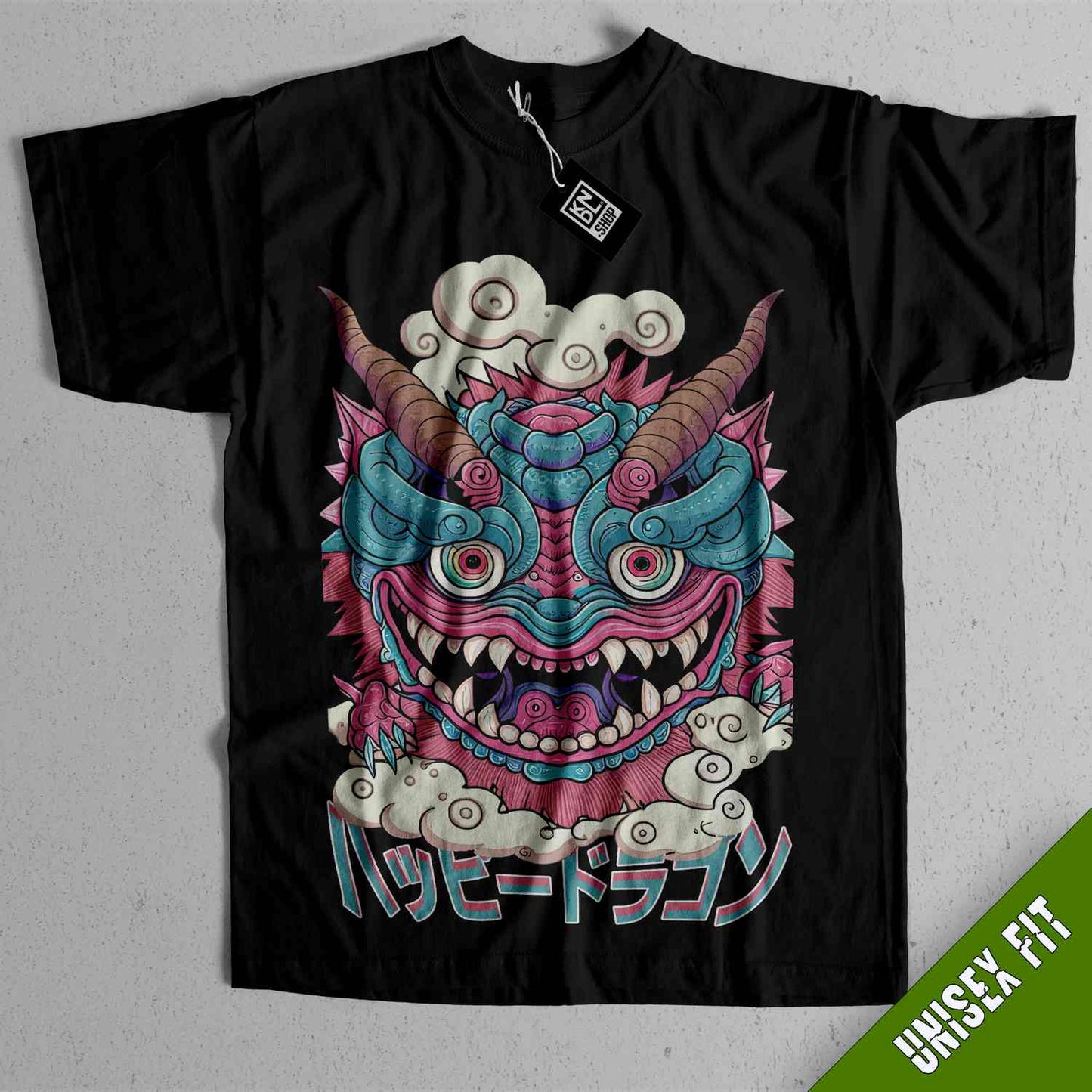 a black t - shirt with an image of a demon on it