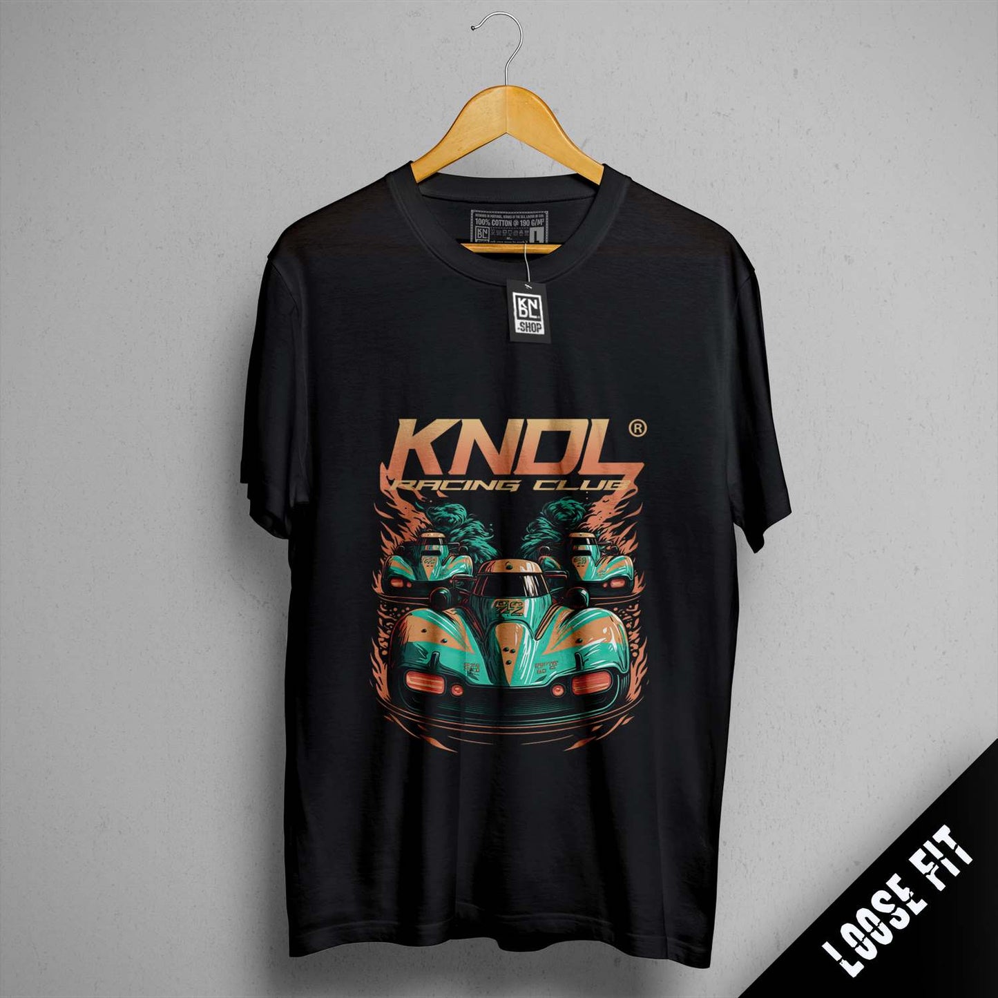 a black shirt with a picture of a car on it