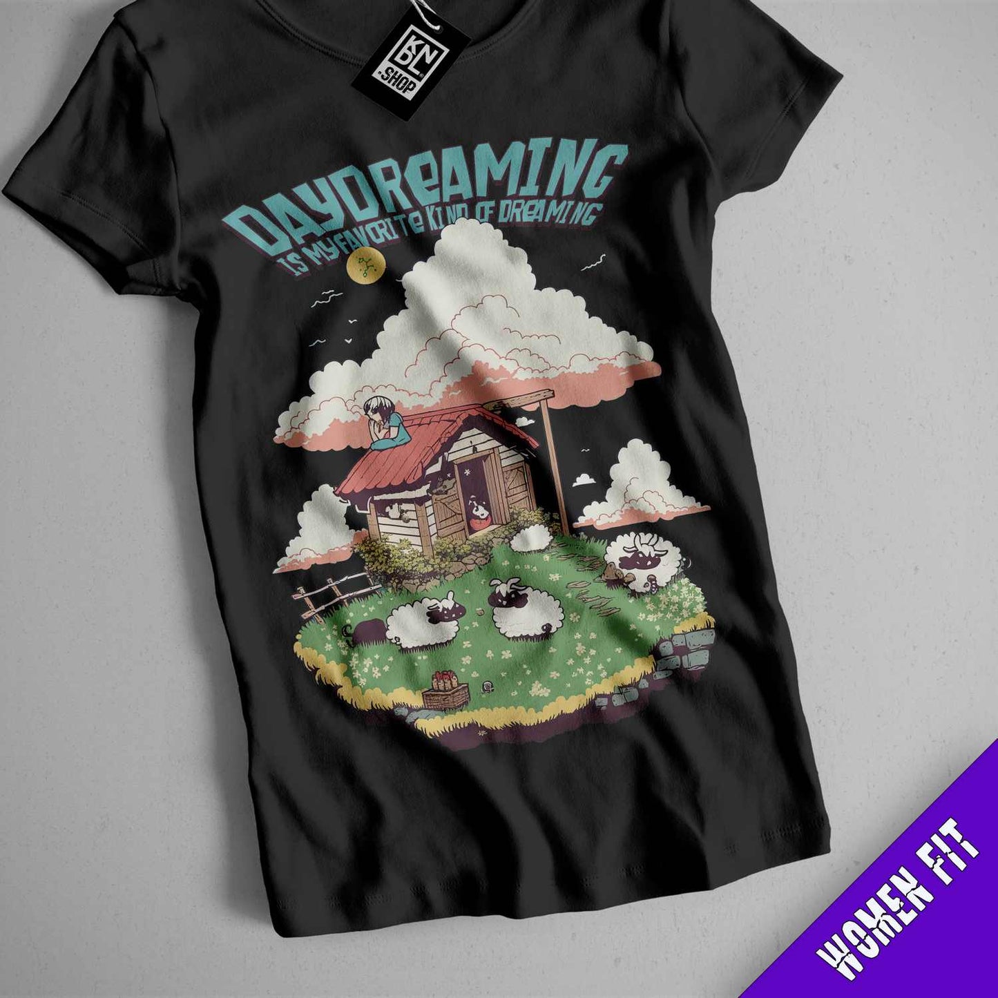 a black tshirt with a picture of a house on it