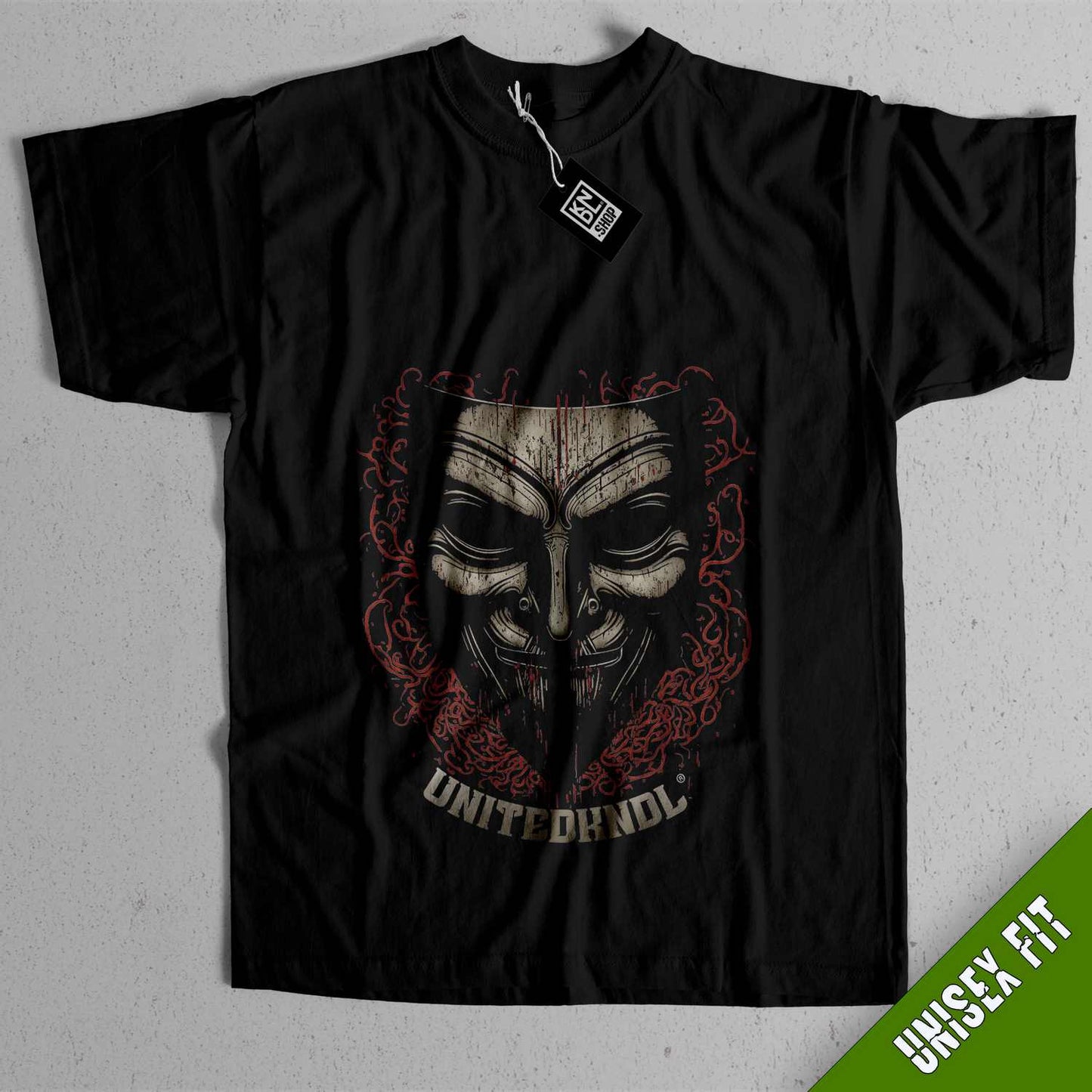 a black t - shirt with a picture of a man's face on it