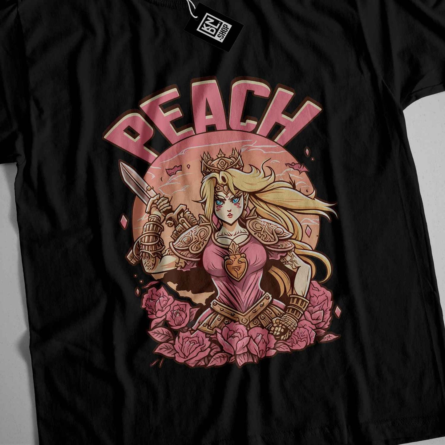 a t - shirt with a woman holding a sword