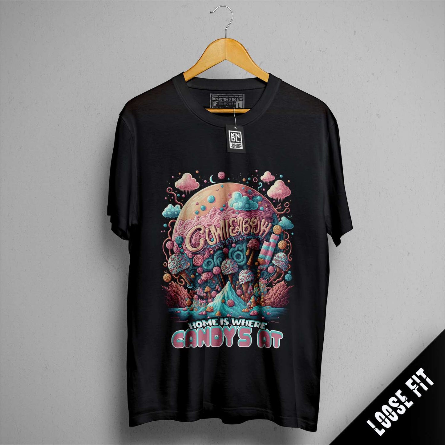 a black t - shirt with a picture of an elephant on it