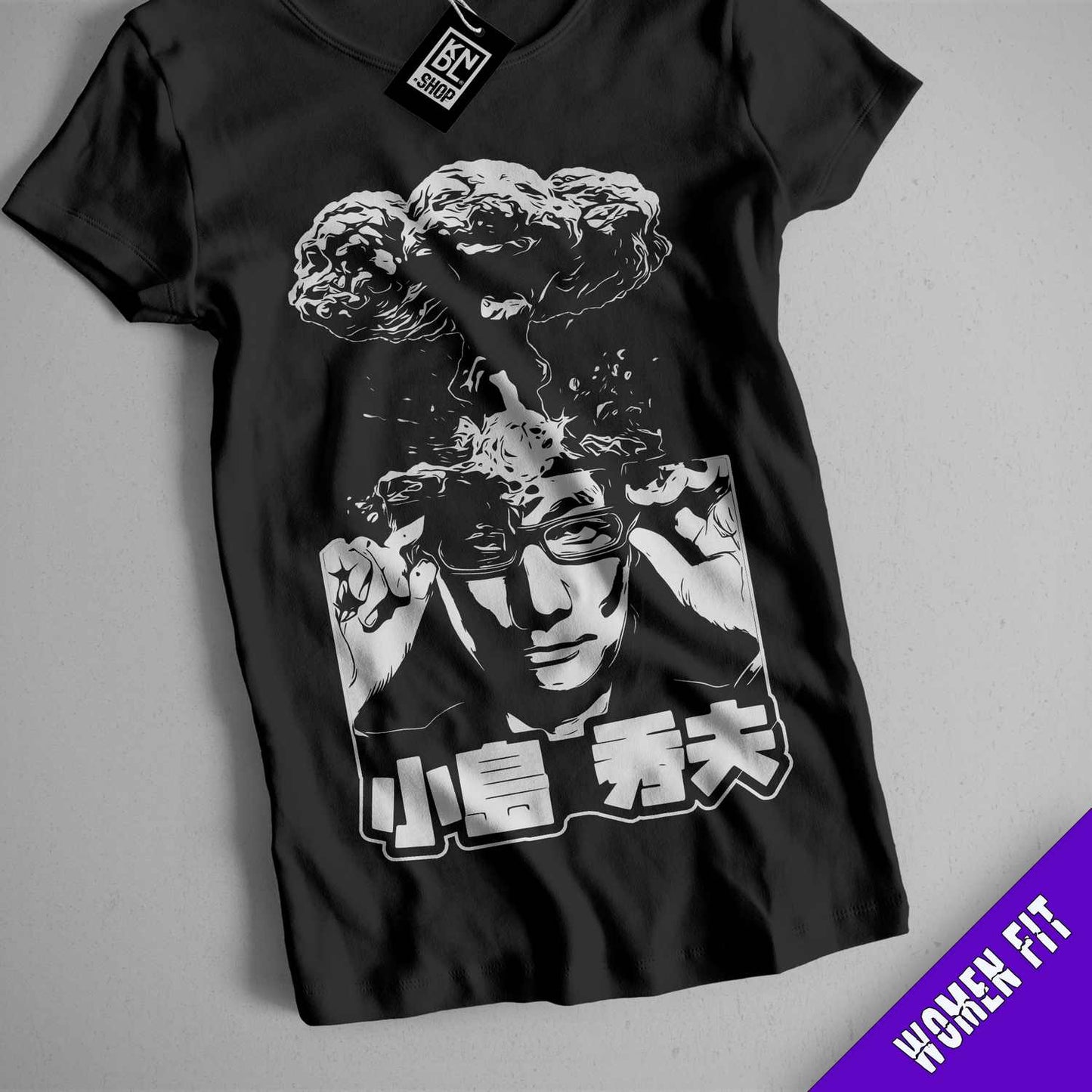 a t - shirt with a picture of a man with smoke coming out of his
