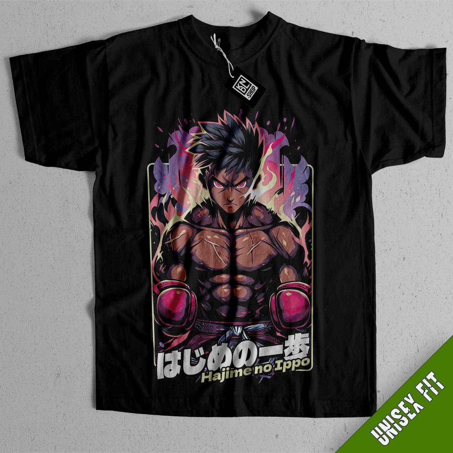 a black t - shirt with a picture of the character gohan