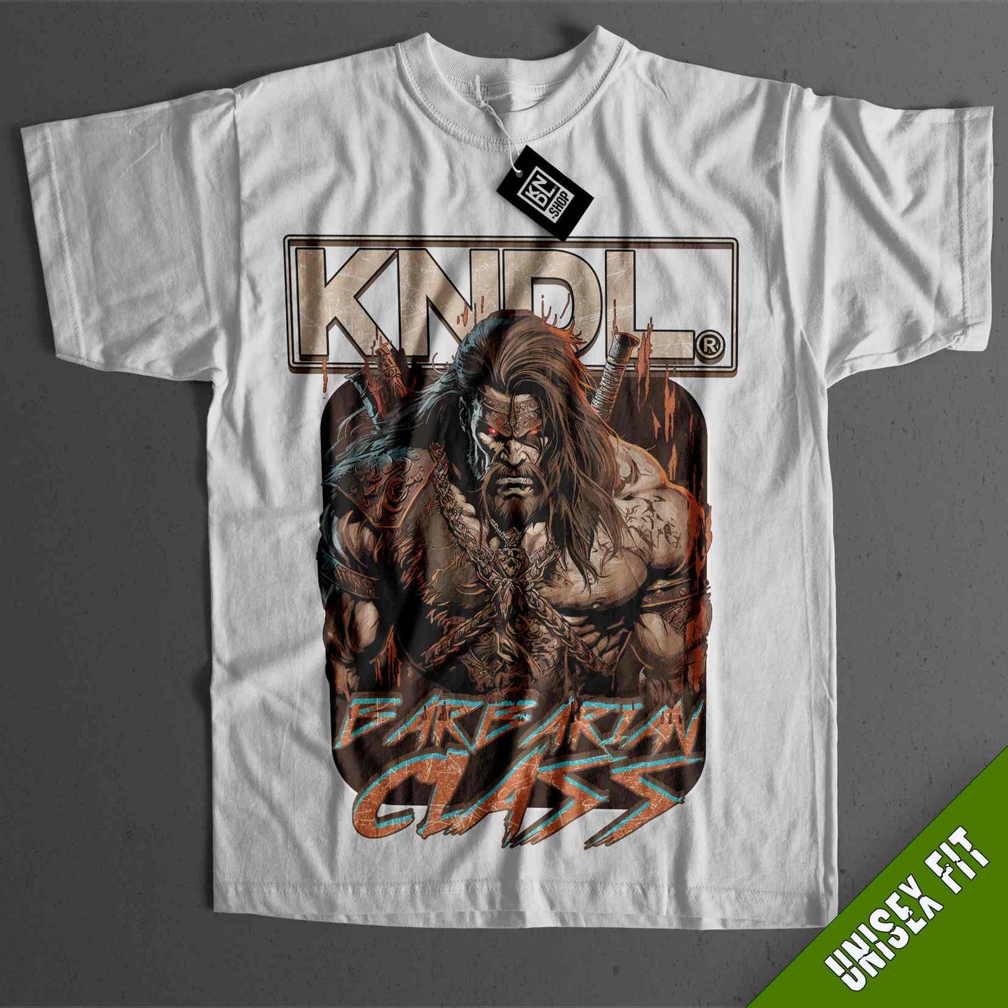 a white shirt with a picture of a wrestler on it