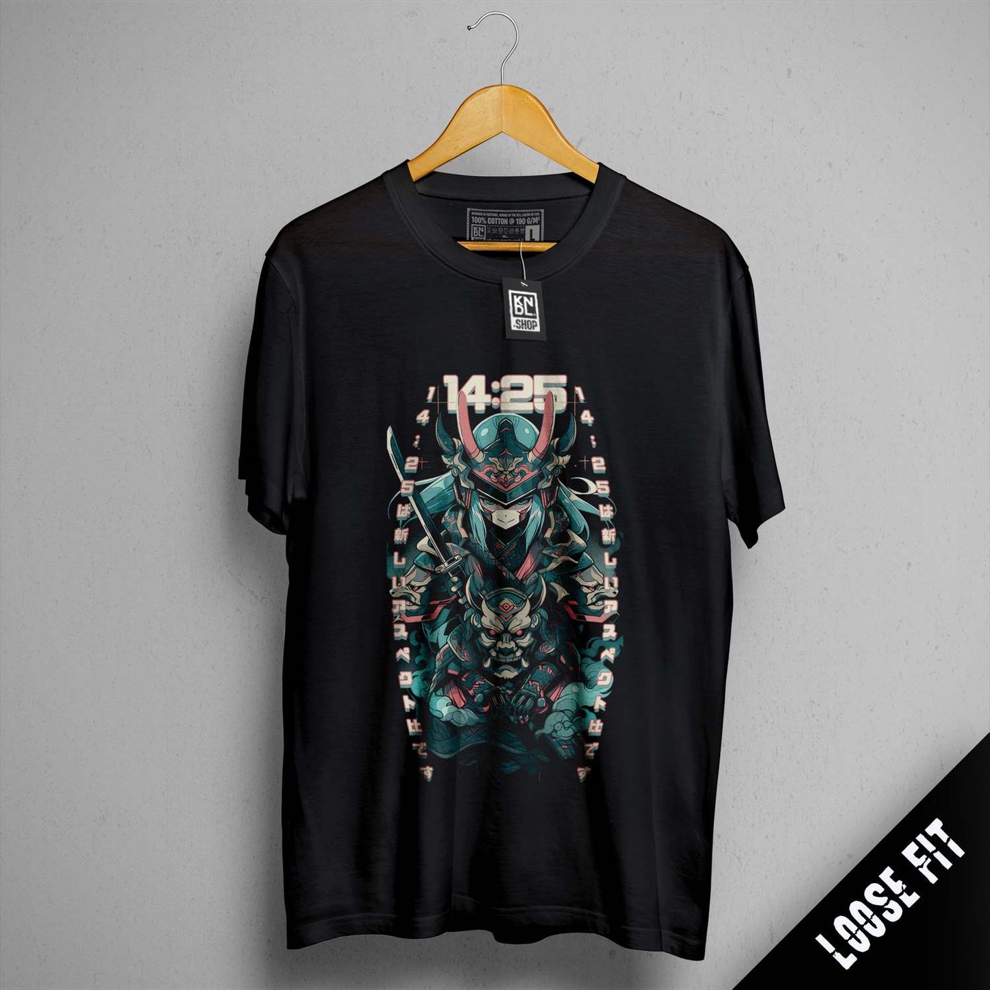 a black tshirt with a picture of a demon on it