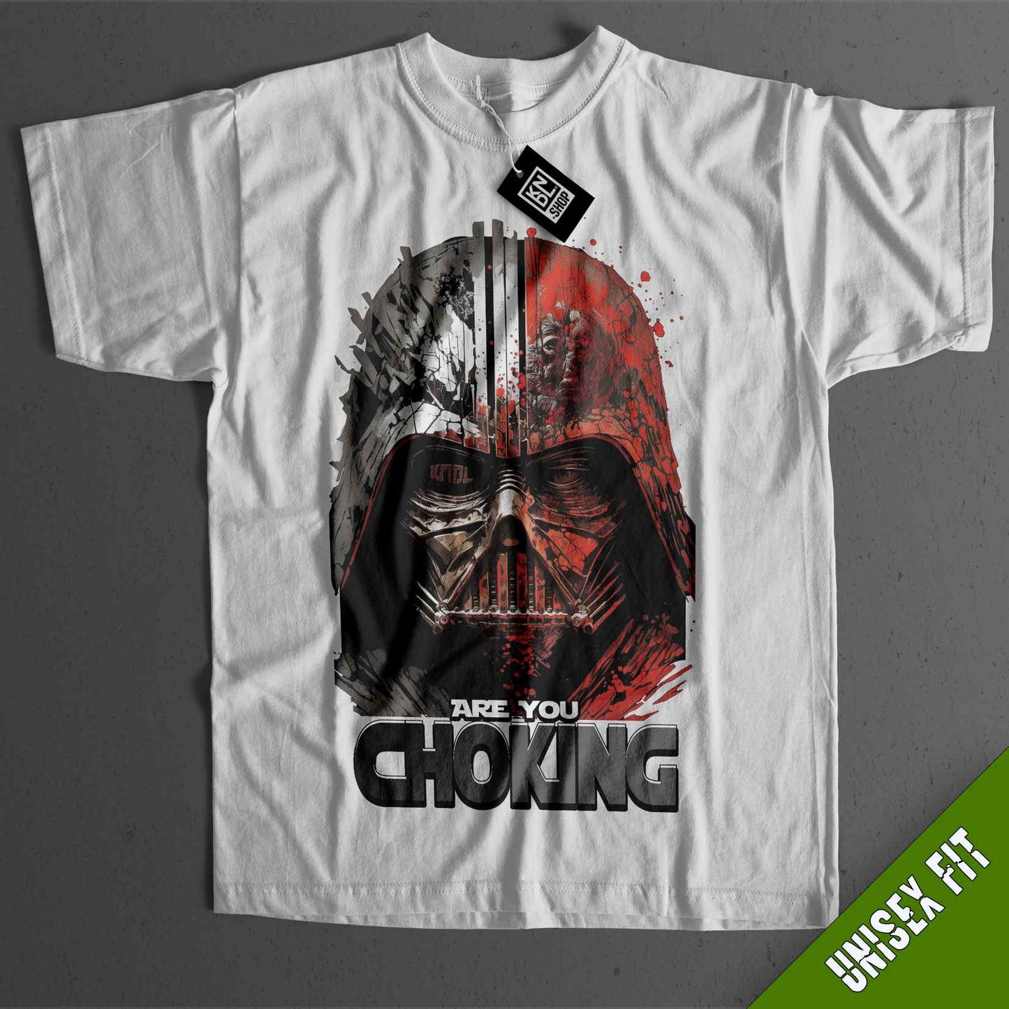 a t - shirt with a darth vader face on it