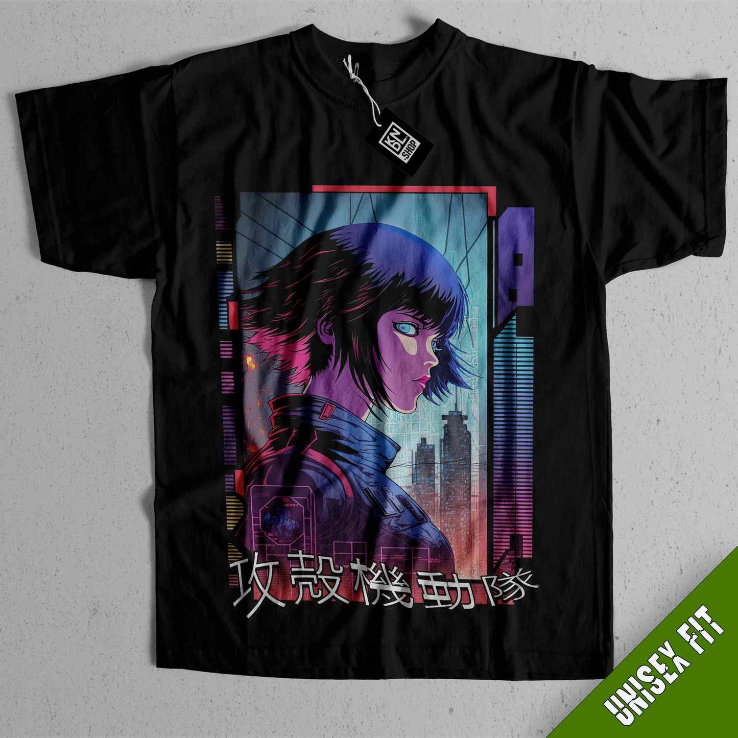 a black t - shirt with an anime character on it