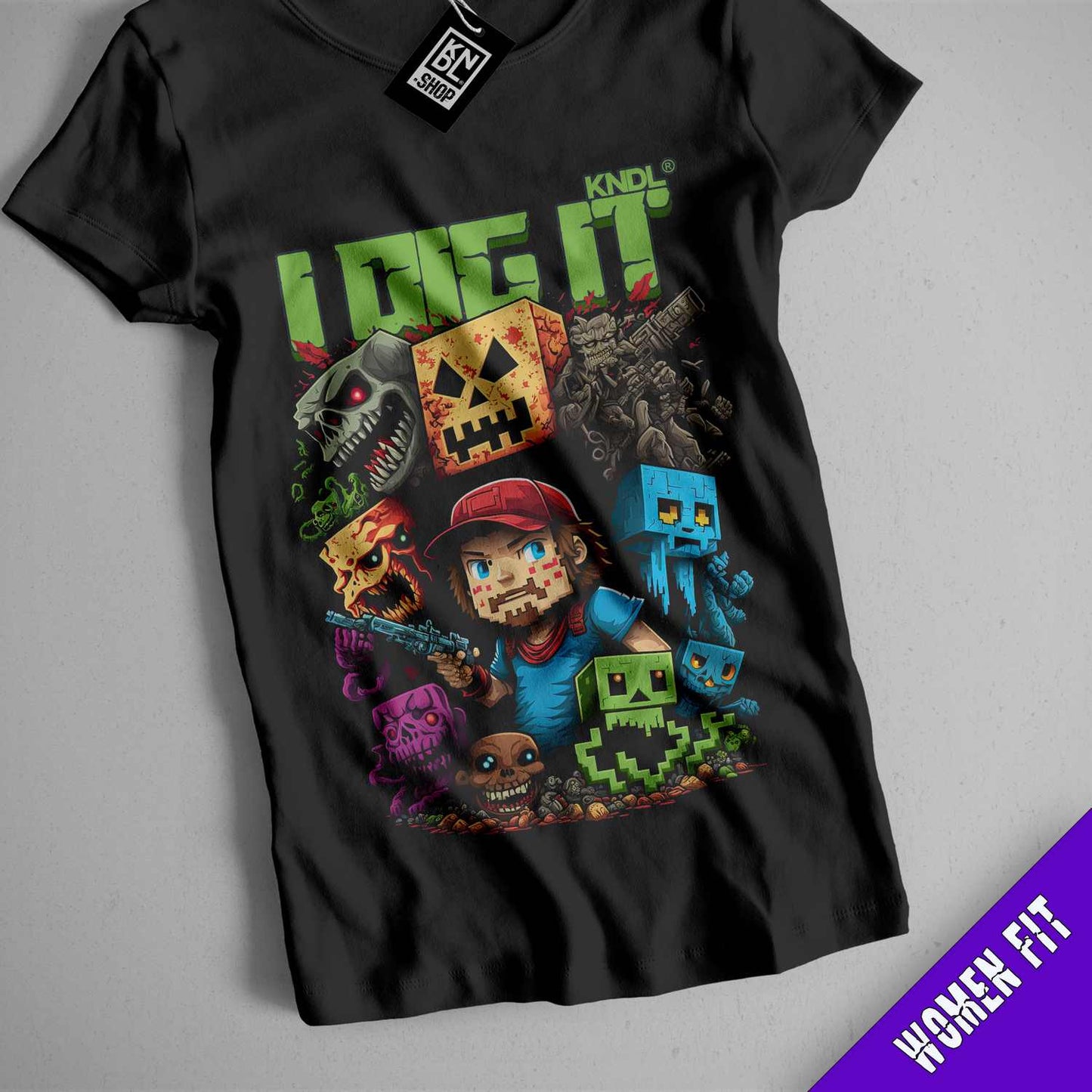 a black shirt with a bunch of cartoon characters on it