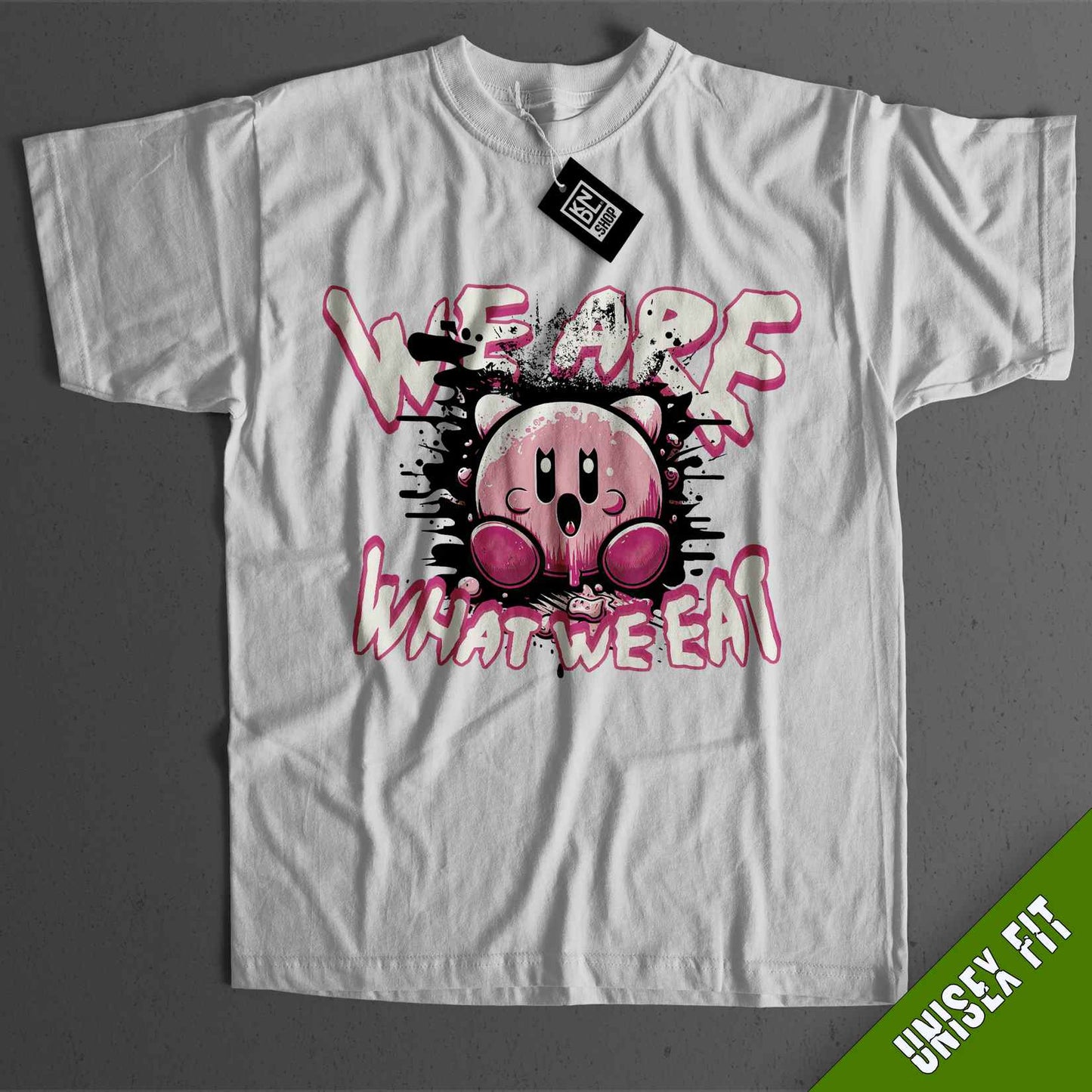 a white t - shirt with a cartoon character on it