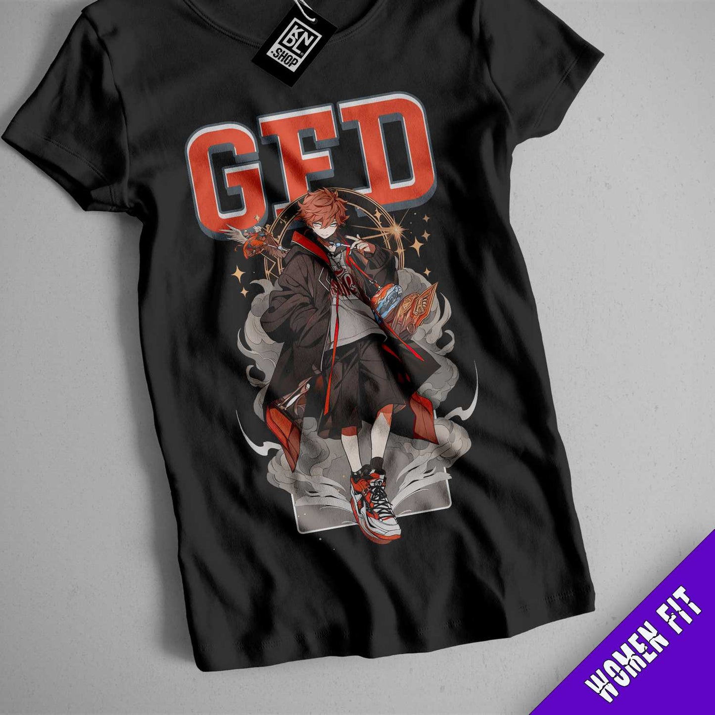 a black t - shirt with a picture of a guy on it