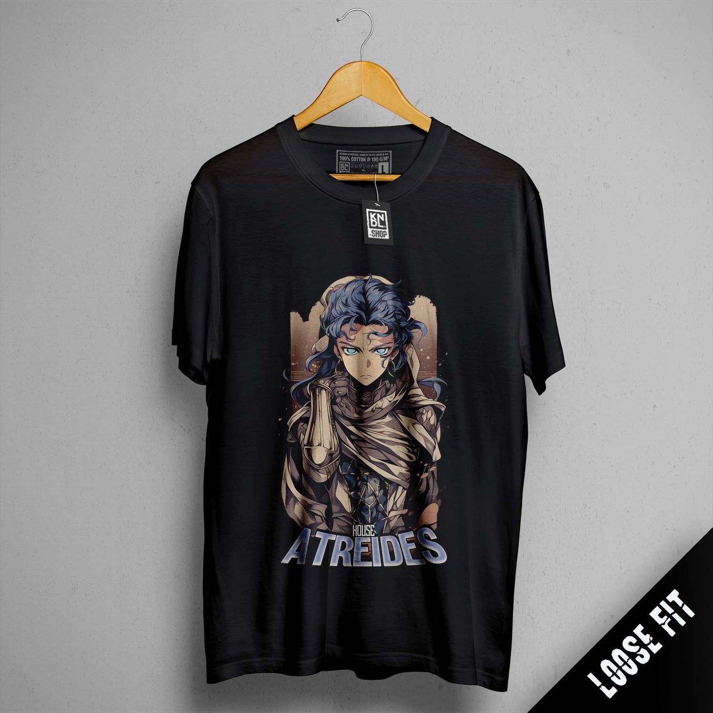 a black t - shirt with a picture of an anime character on it