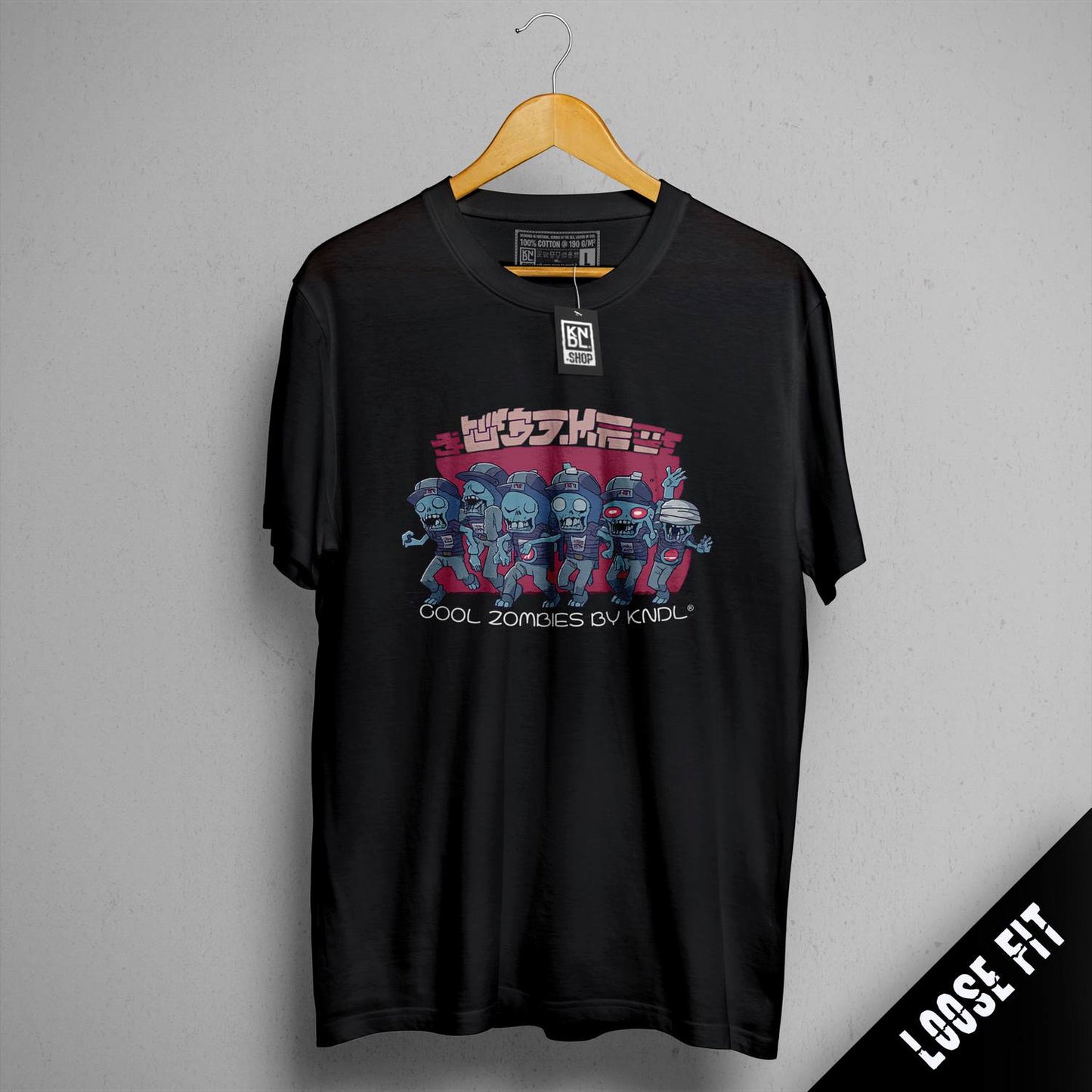 a black t - shirt with a picture of a group of people on it