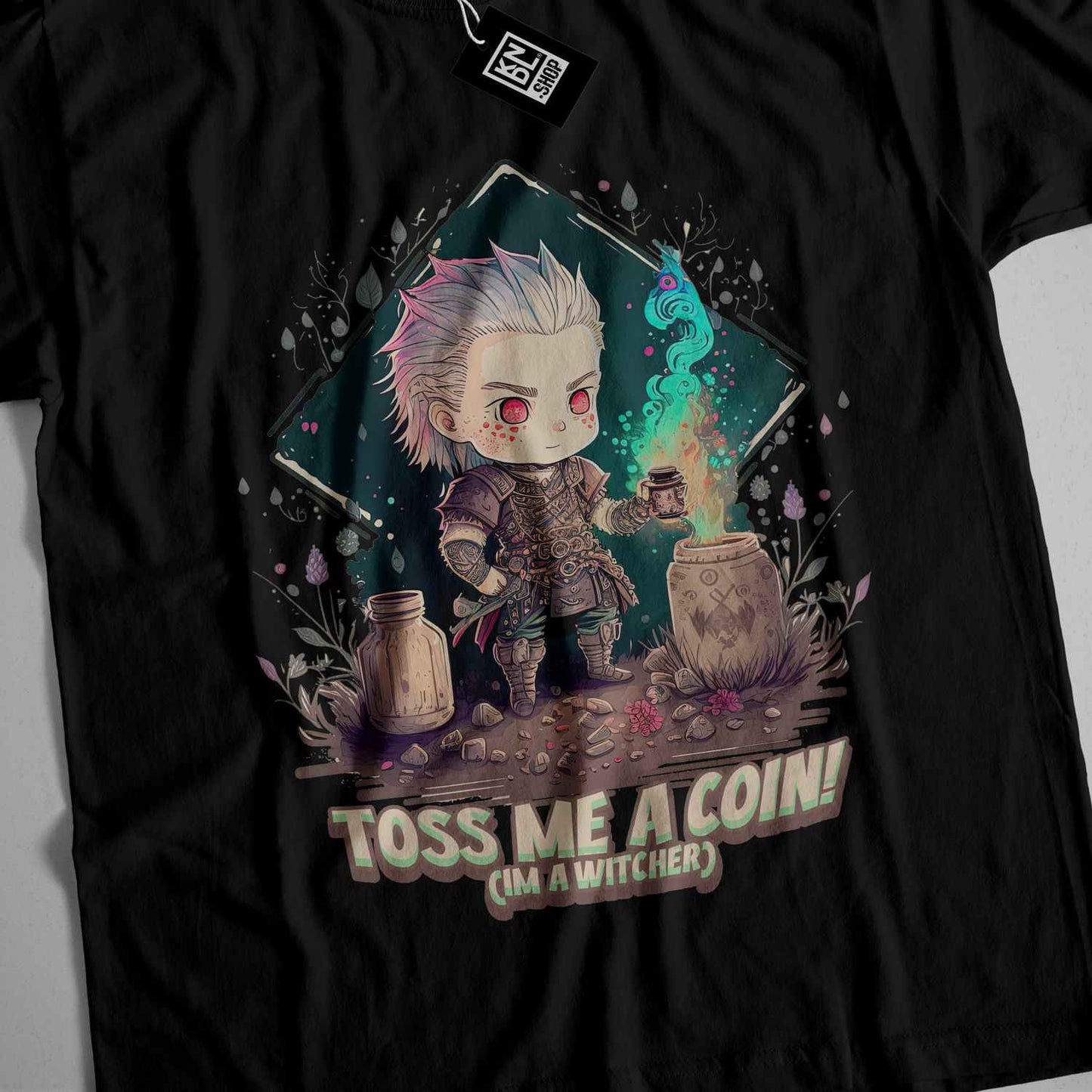 a black t - shirt with a picture of a cartoon character