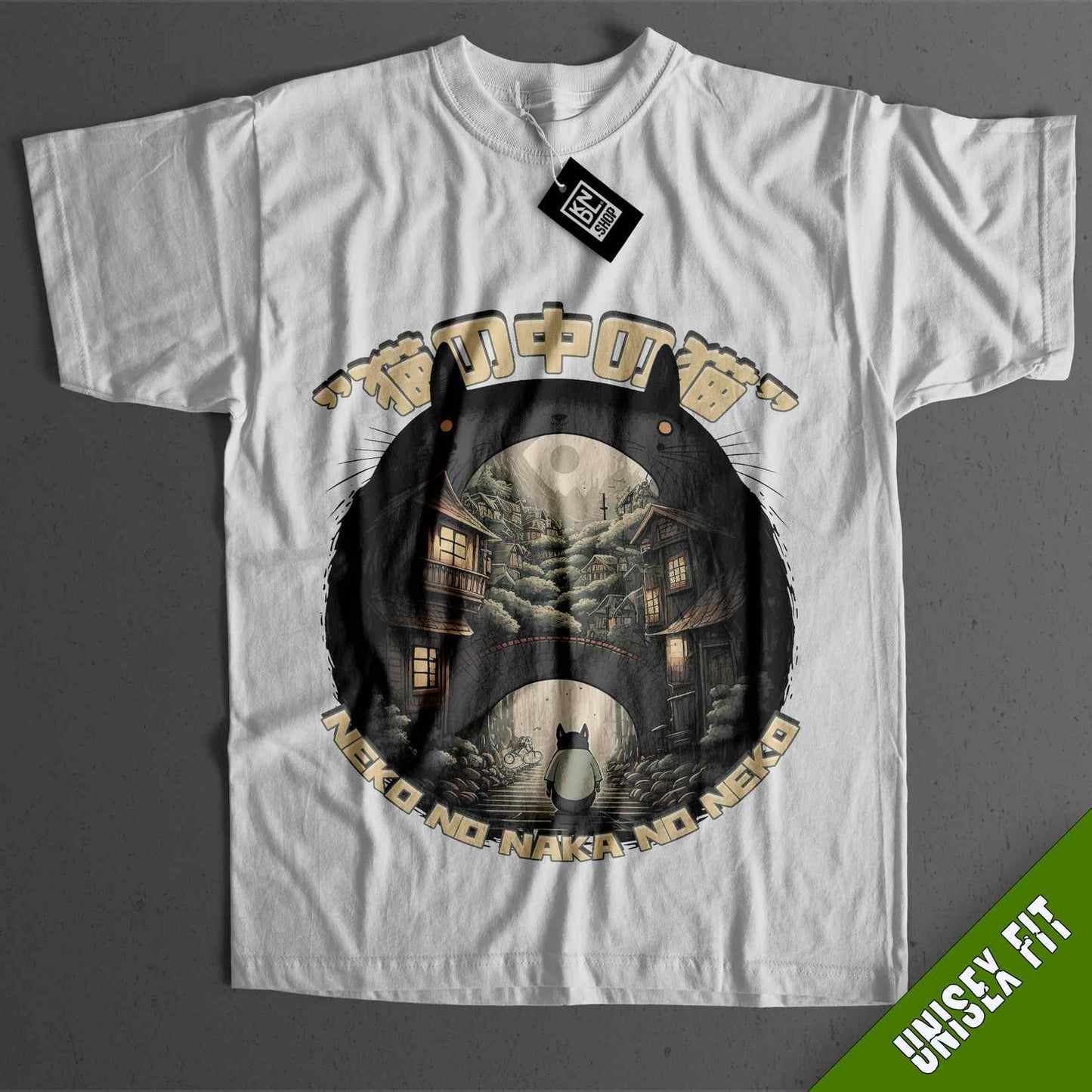 a white t - shirt with a picture of a house on it