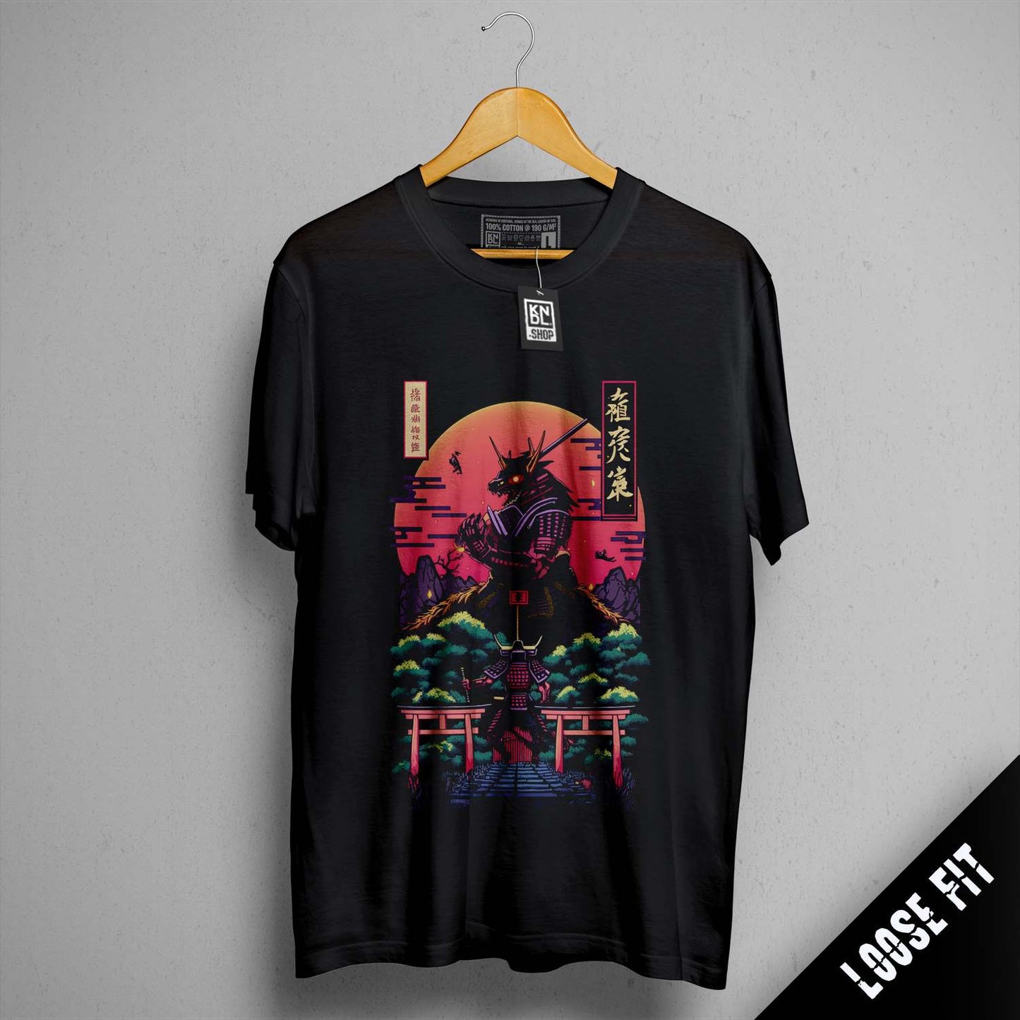 a black t - shirt with a picture of a statue of liberty on it