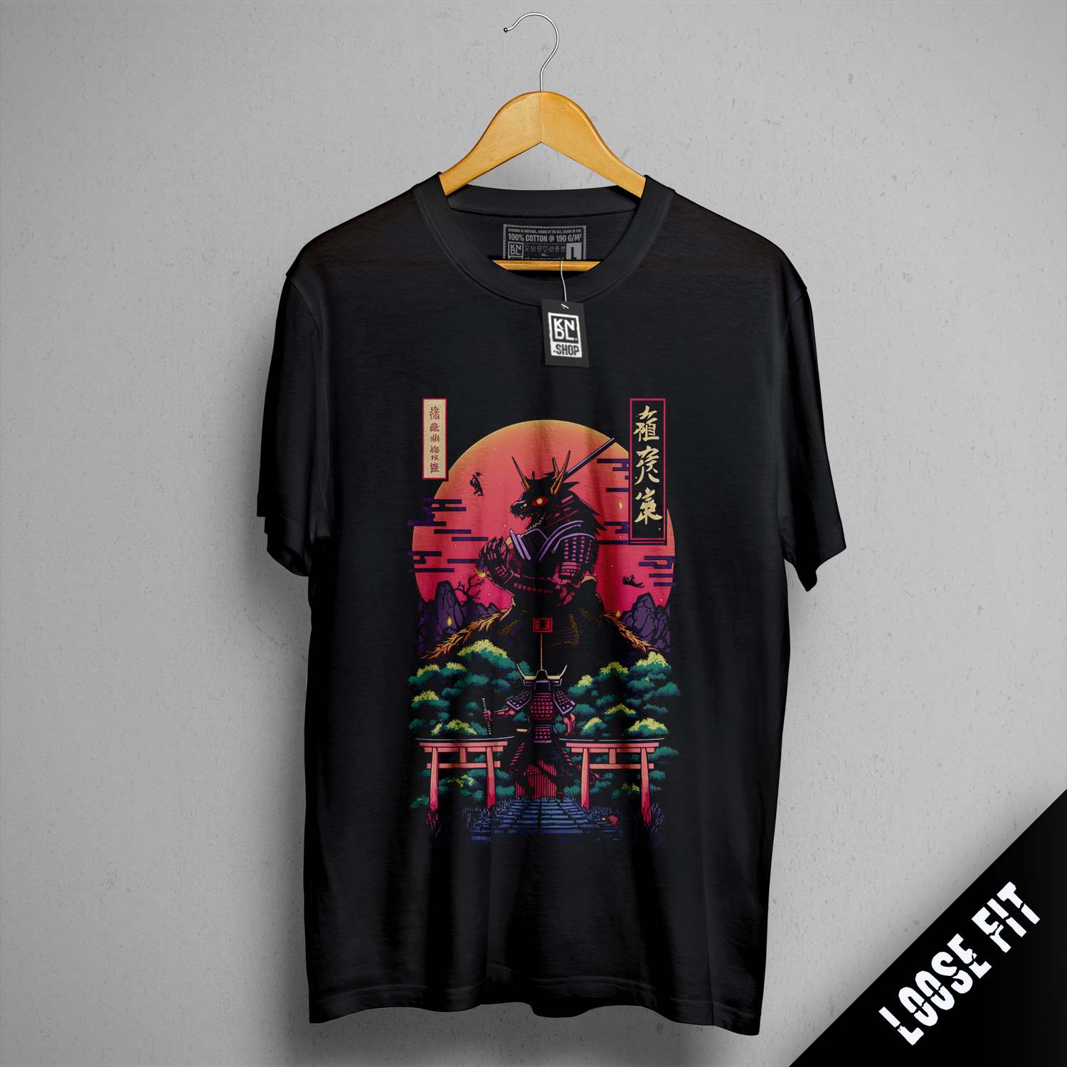 a black t - shirt with a picture of a statue of liberty on it