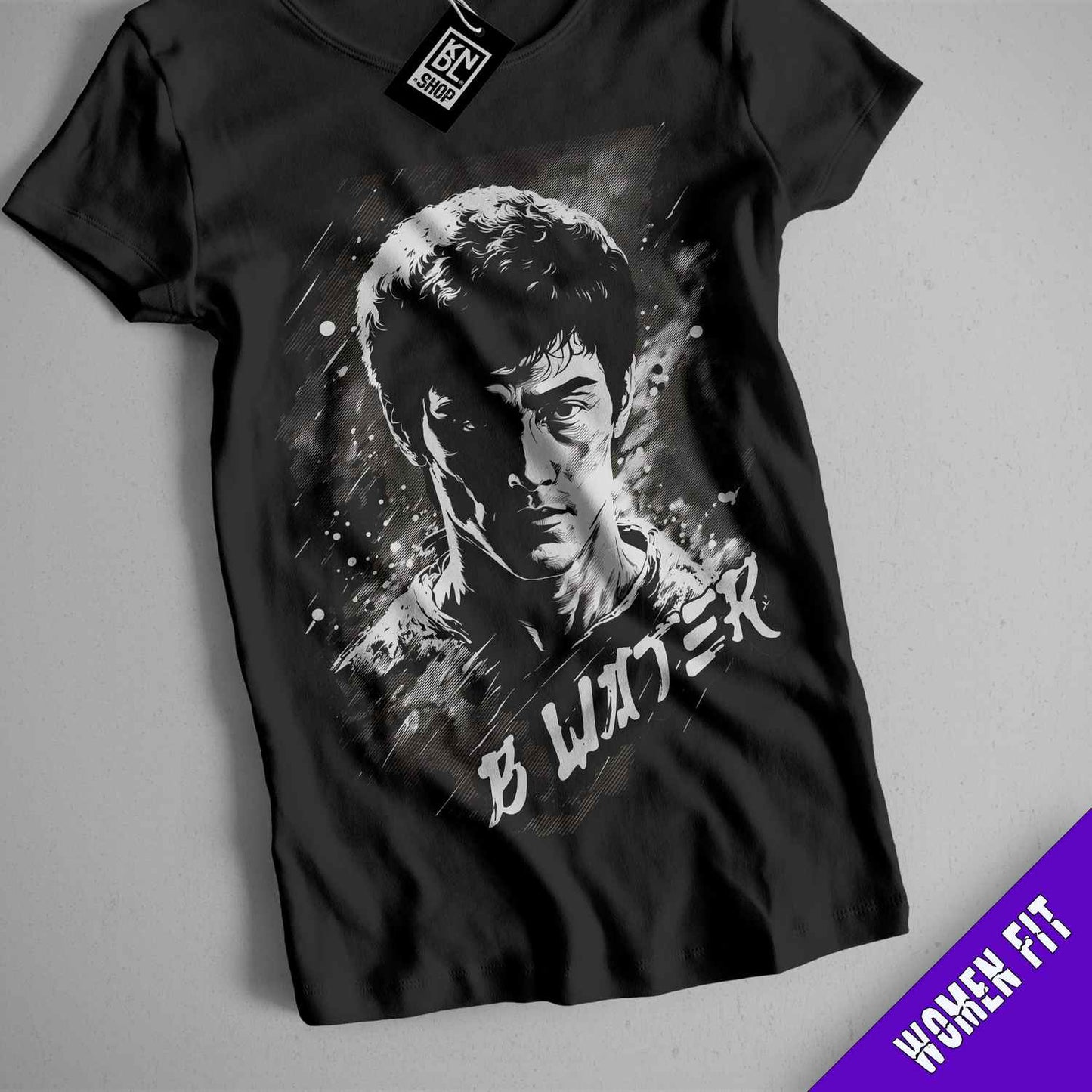 a black t - shirt with a picture of a man holding a gun