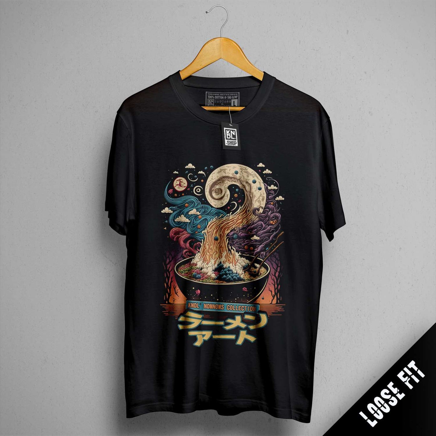 a t - shirt with a picture of a cat in a bowl