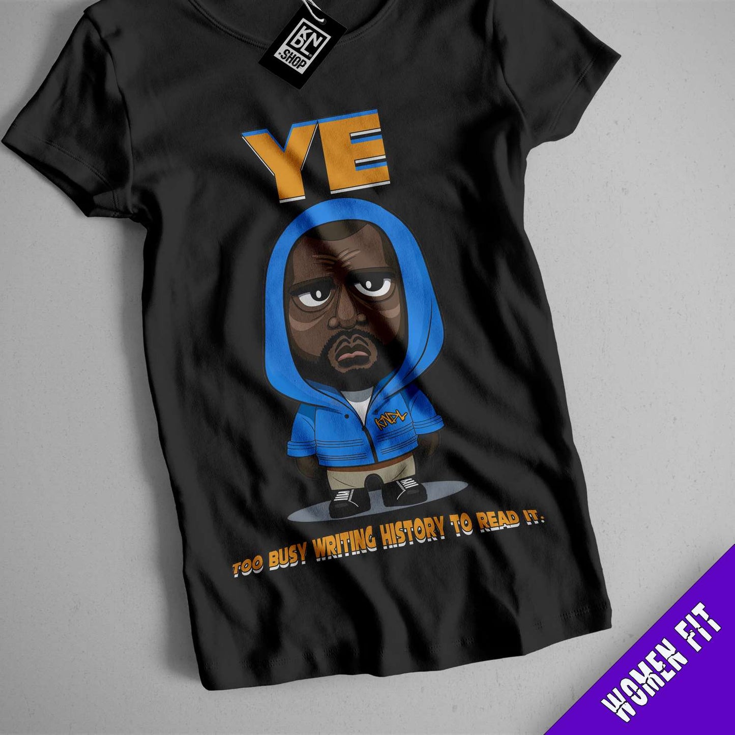 a t - shirt with an image of a black man wearing a blue jacket