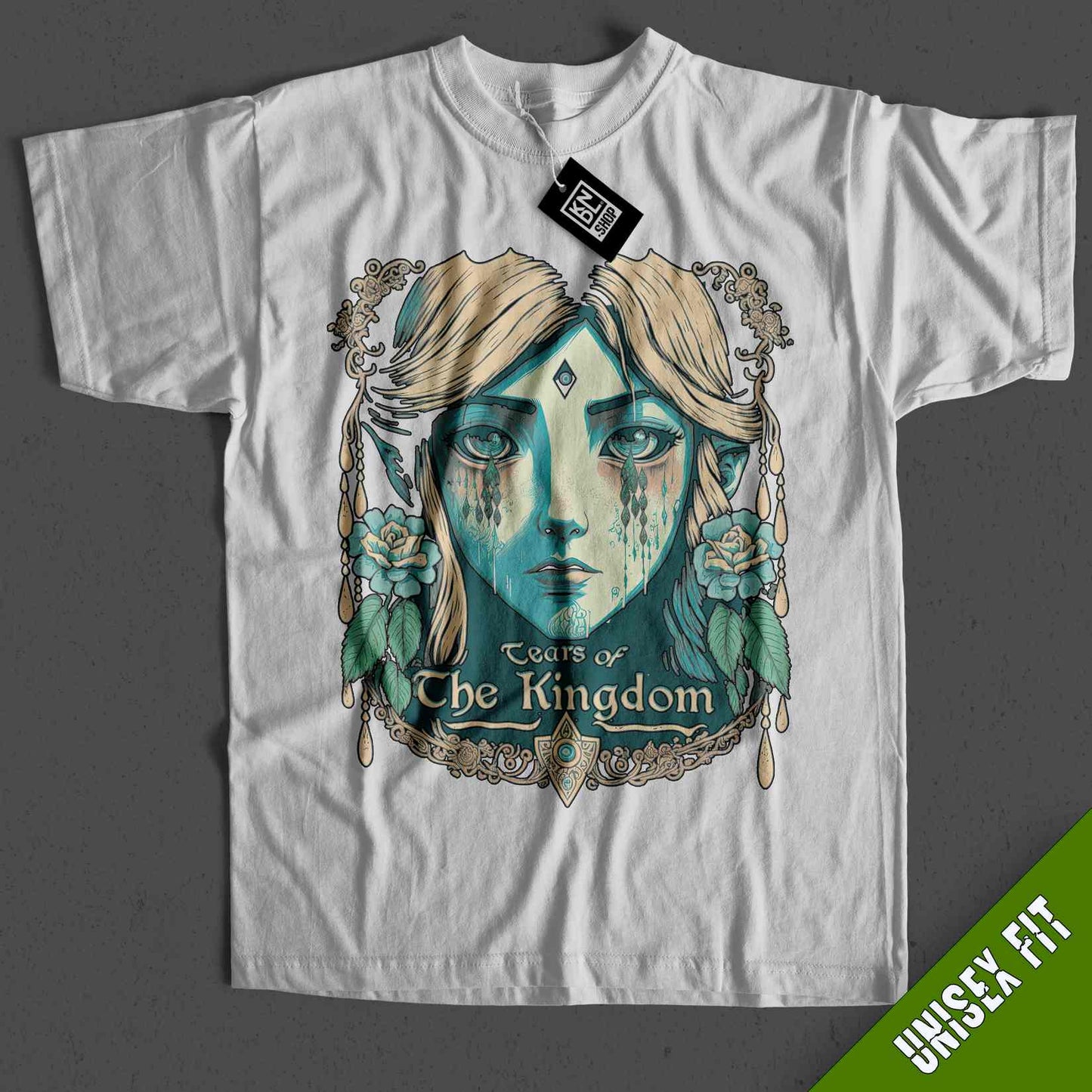 a white t - shirt with a picture of a woman's face