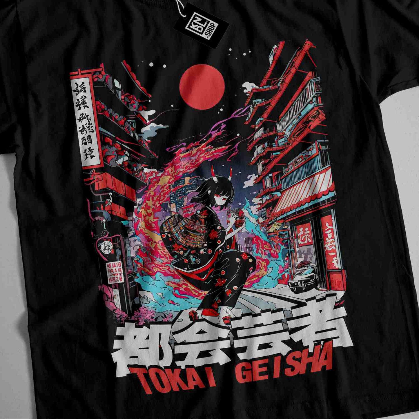 a black t - shirt with a picture of a man riding a motorcycle