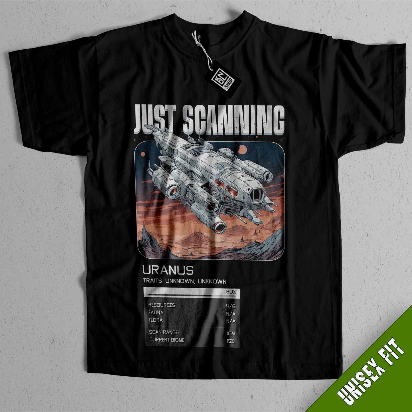 a black t - shirt with a picture of a space shuttle on it