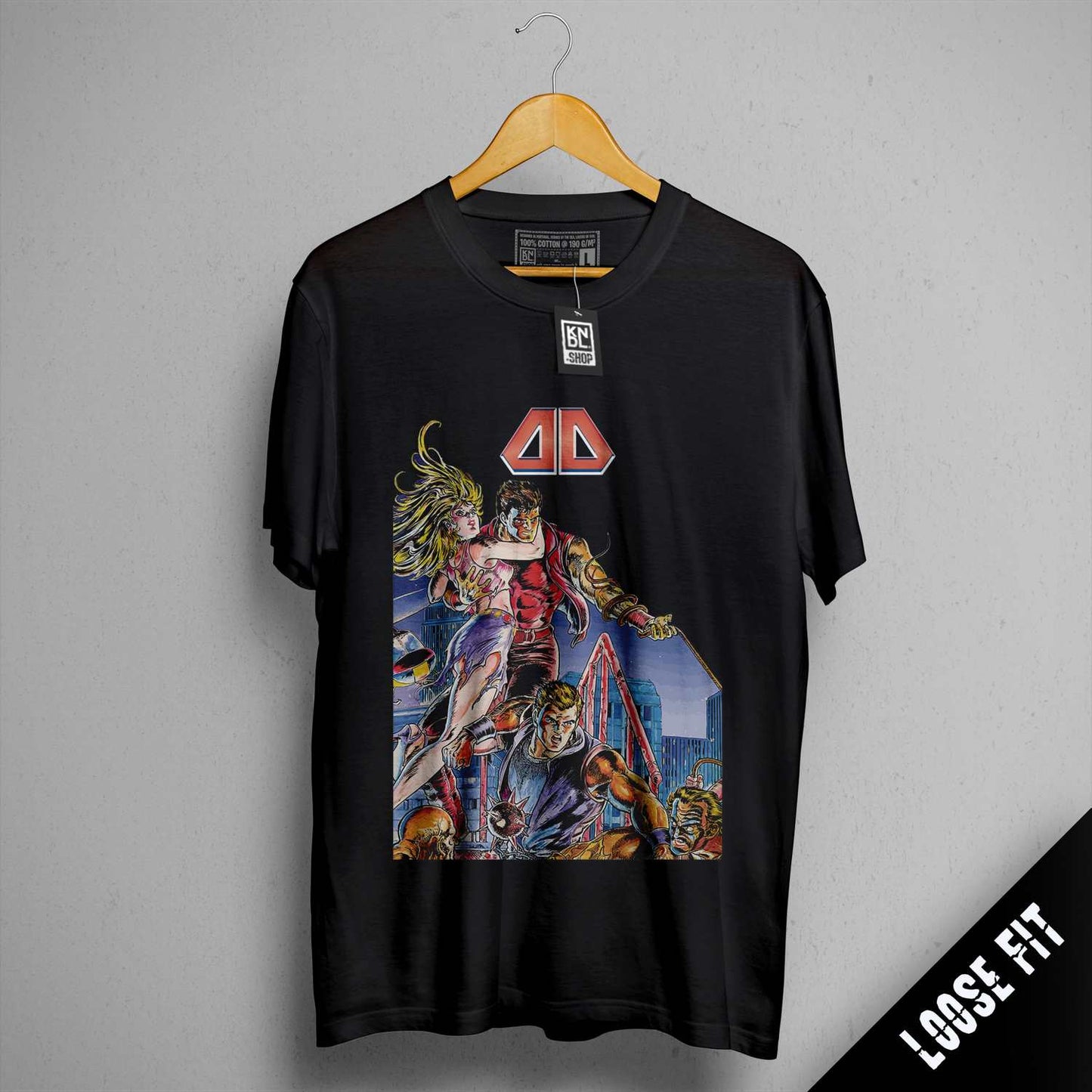 a black t - shirt with a picture of a man on it