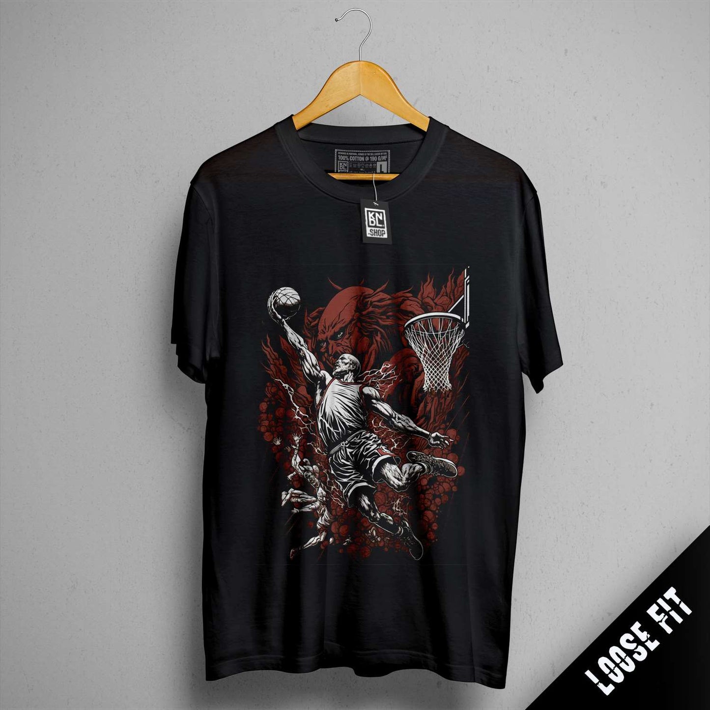 a t - shirt with a picture of a basketball player on it