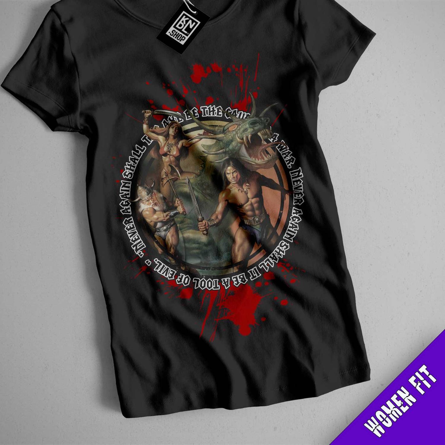 a t - shirt with a picture of two men on it