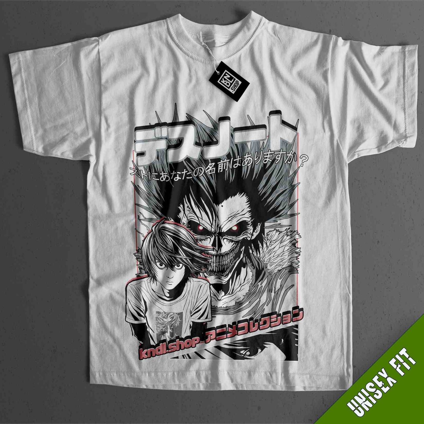 a white t - shirt with a picture of a demon on it