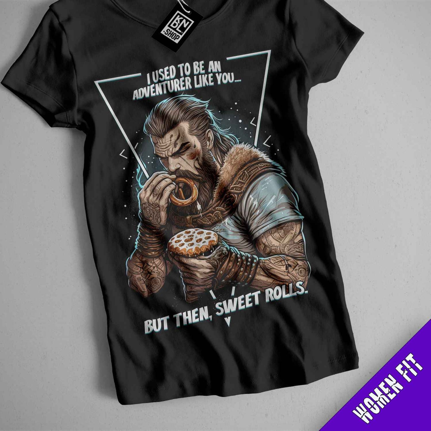 a t - shirt with an image of a man eating a cookie