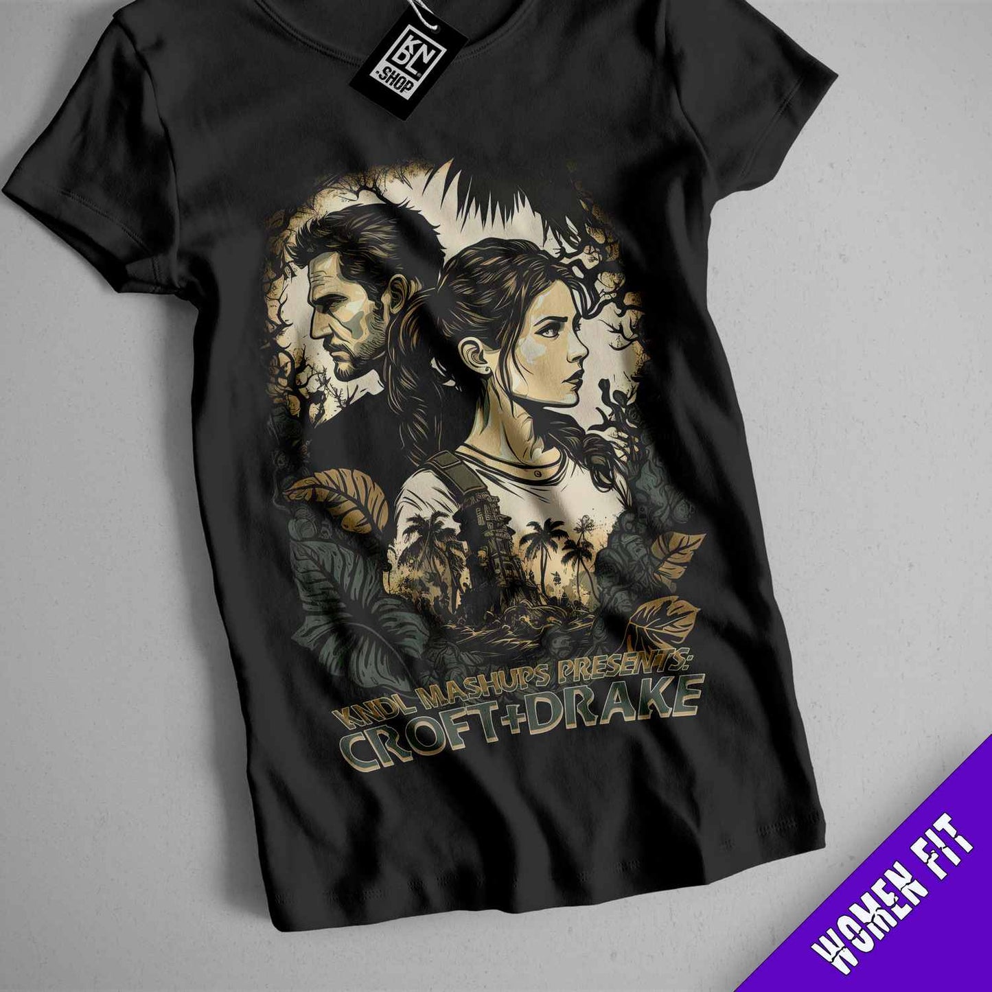 a t - shirt with a picture of a woman and a man
