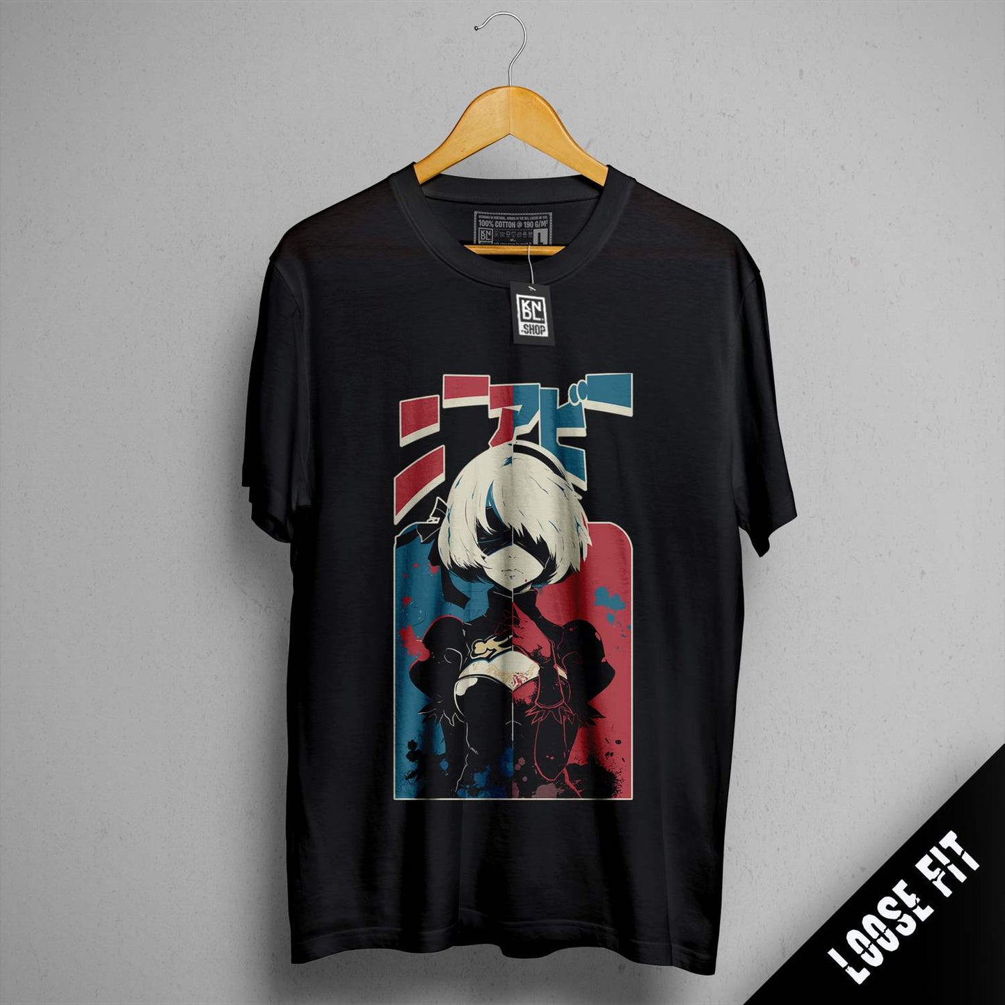 a black t - shirt with a picture of an anime character on it