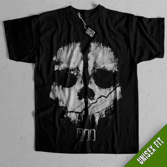 a black shirt with a white skull on it