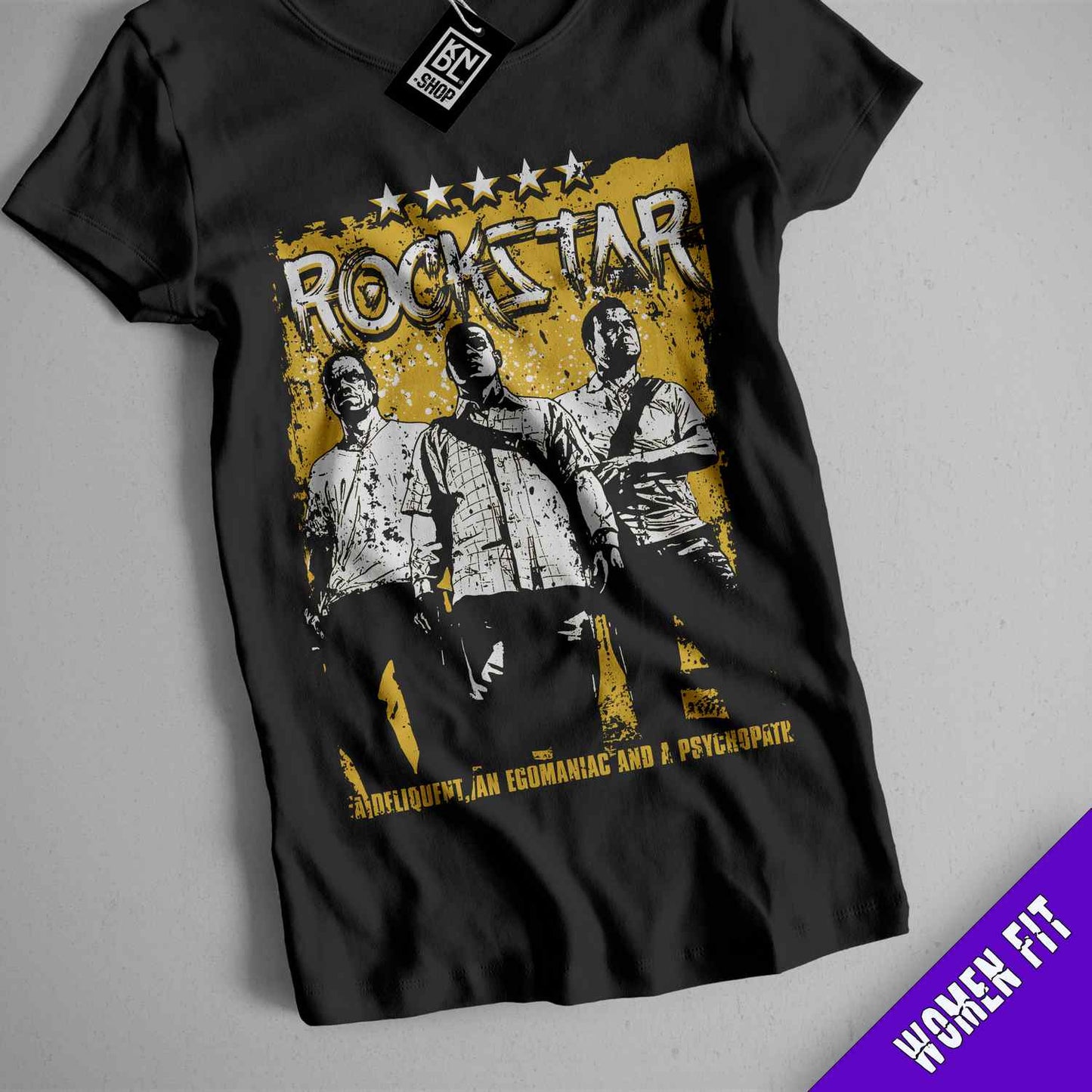 a t - shirt with a picture of two men on it
