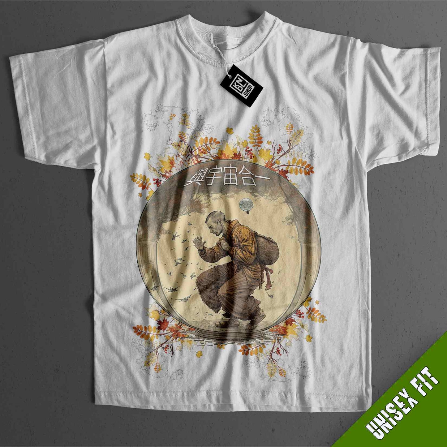 a white t - shirt with an image of a man holding a baseball bat