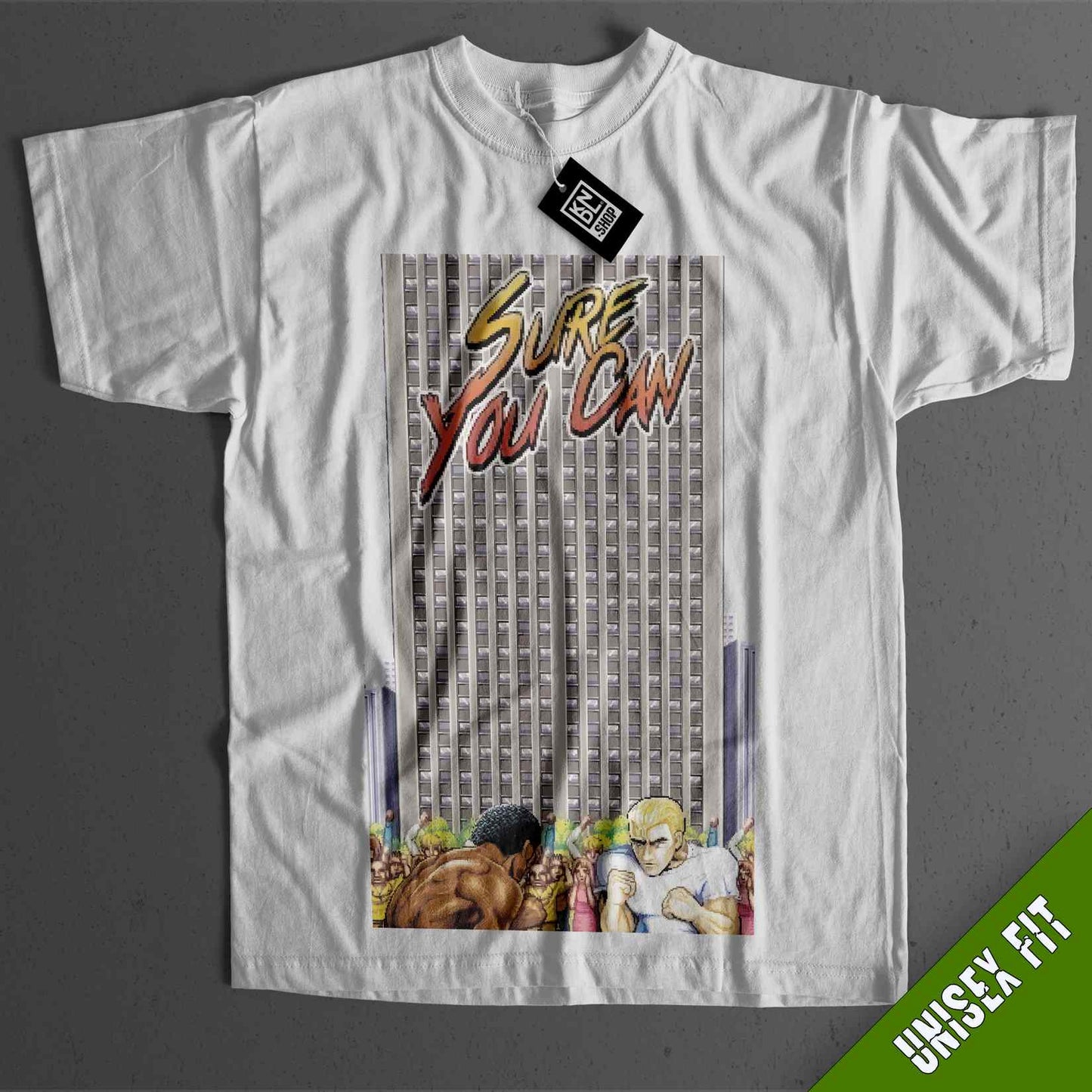 a white t - shirt with a picture of a man on it