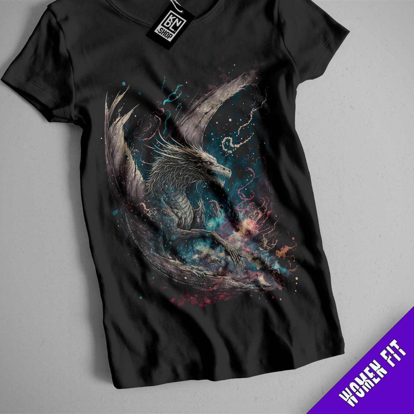 a black t - shirt with a picture of a bird on it