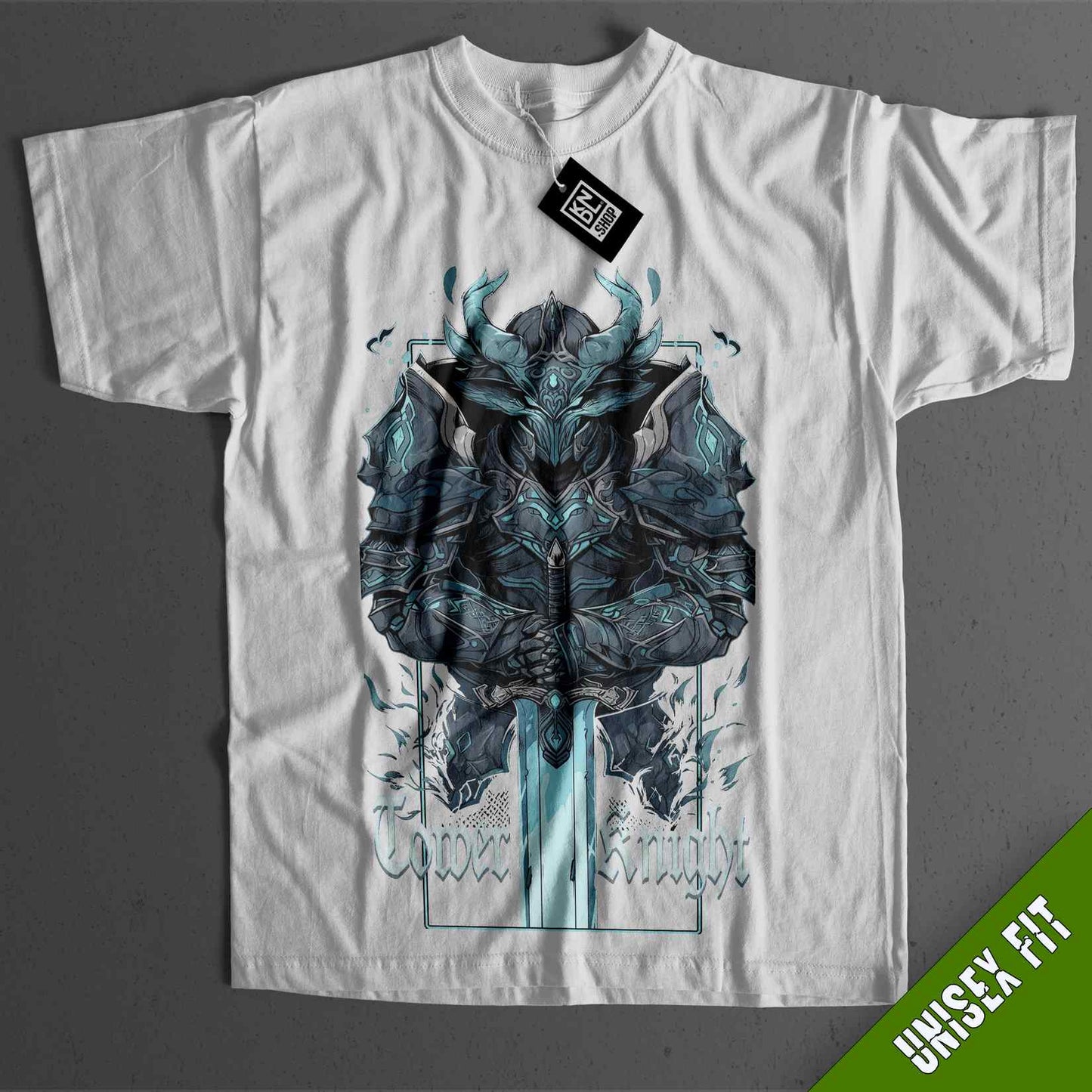 a white t - shirt with an image of a demon on it