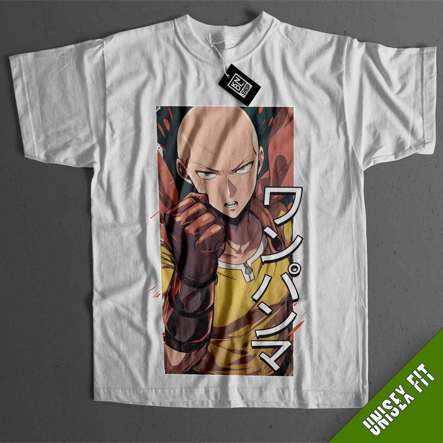 a white t - shirt with a picture of an anime character on it