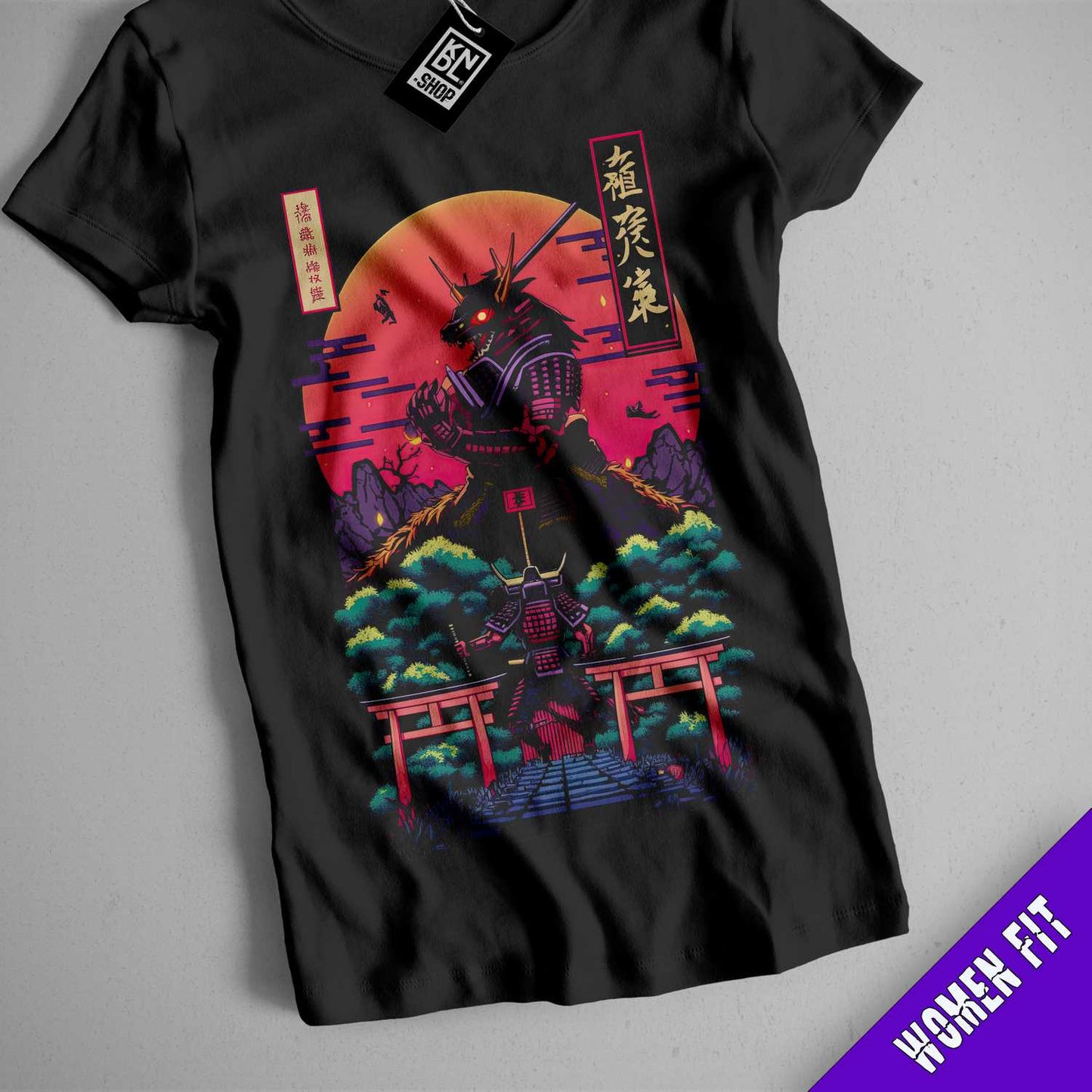 a black t - shirt with an image of a robot on it